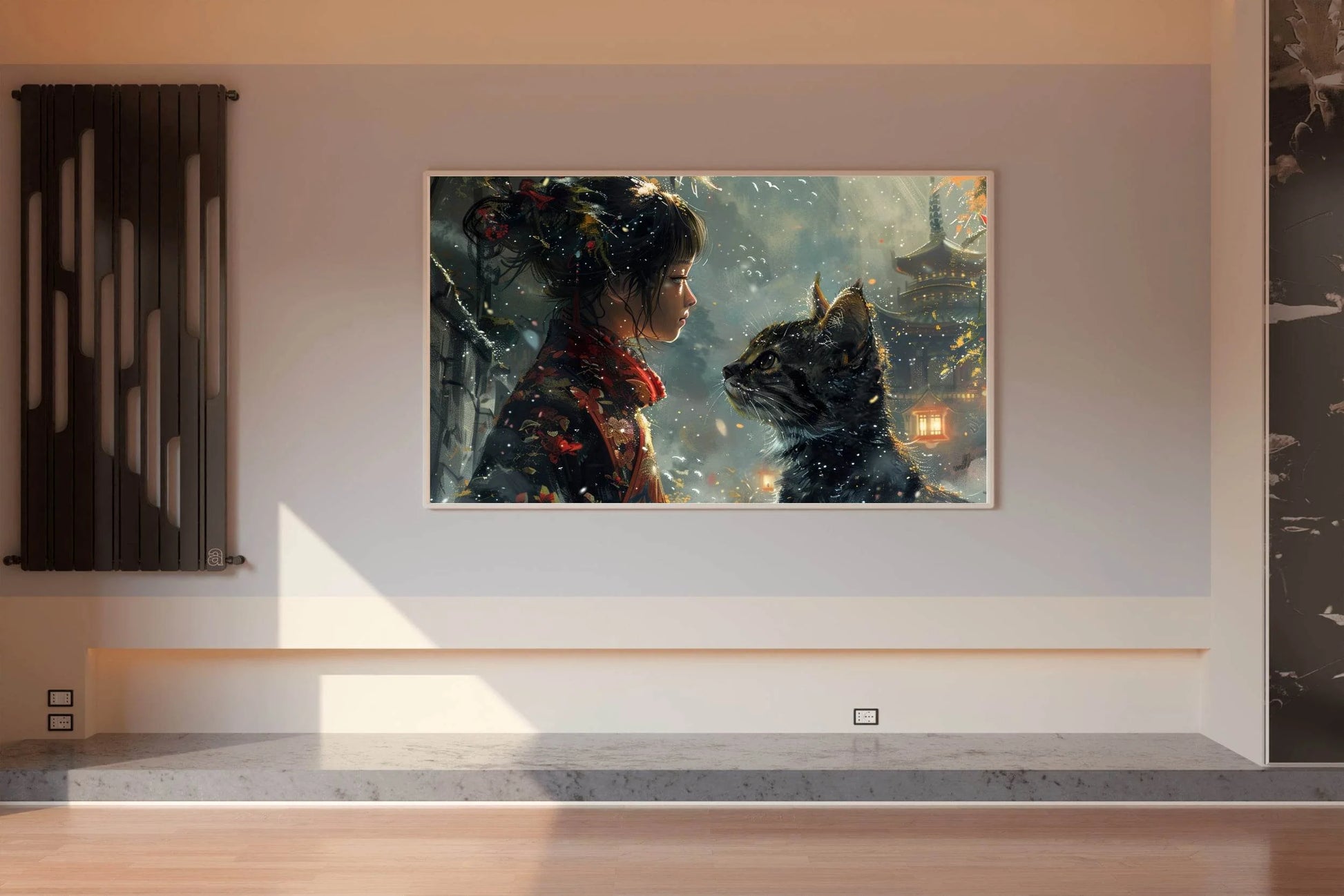 Painting of Girl and Cat Digital Art - beink online art store