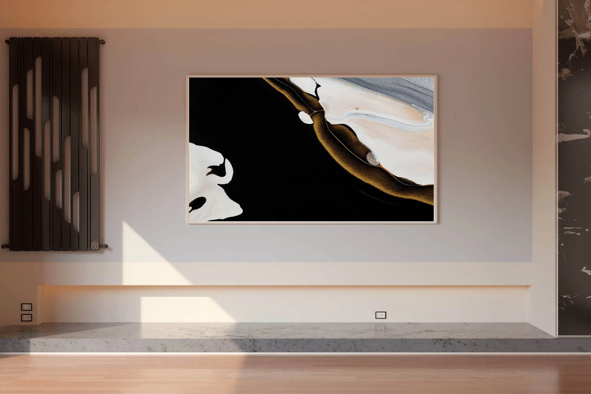 Golden Sea Waves Abstract Wall Art - beink online art store
