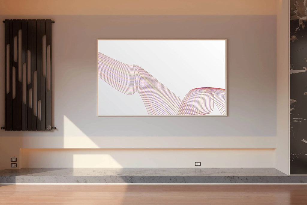 Light Background Technology Waves Lines Abstract Wall Art - beink online art store