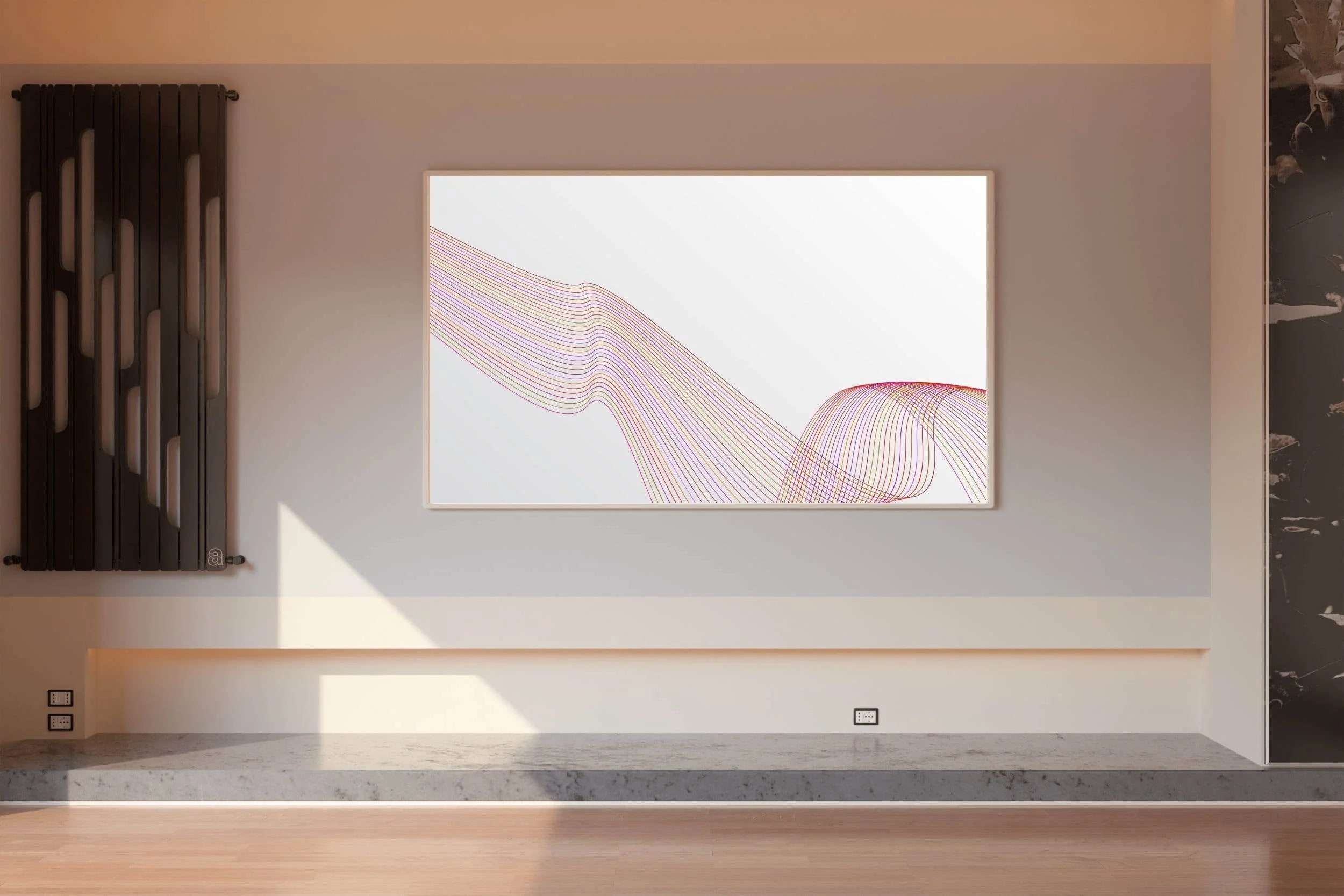 Light Background Technology Waves Lines Abstract Wall Art - beink online art store