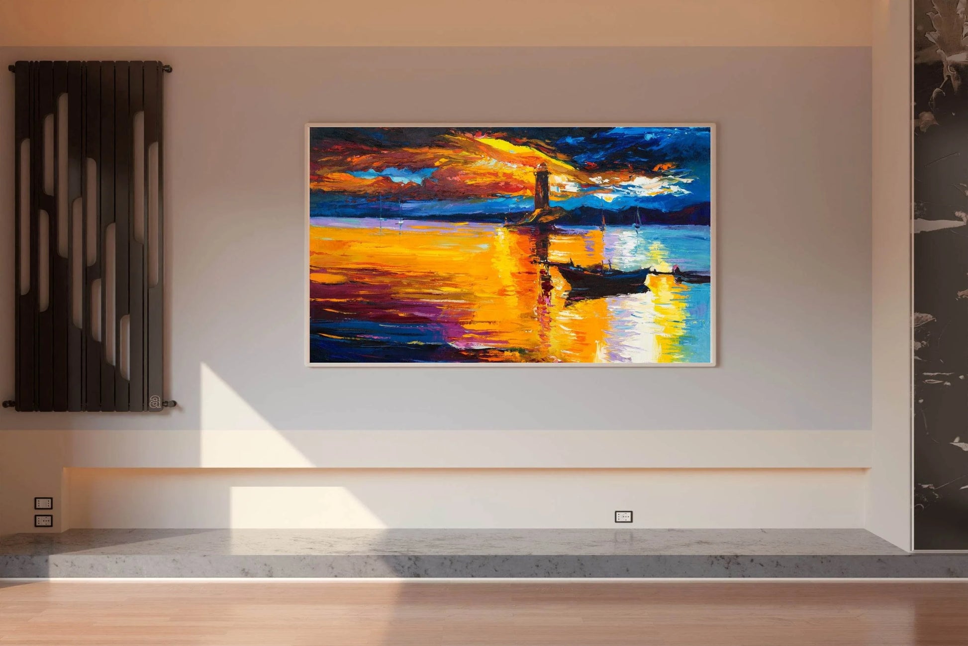 Boat And Lighthouse at Sunset Wall Art - beink online art store