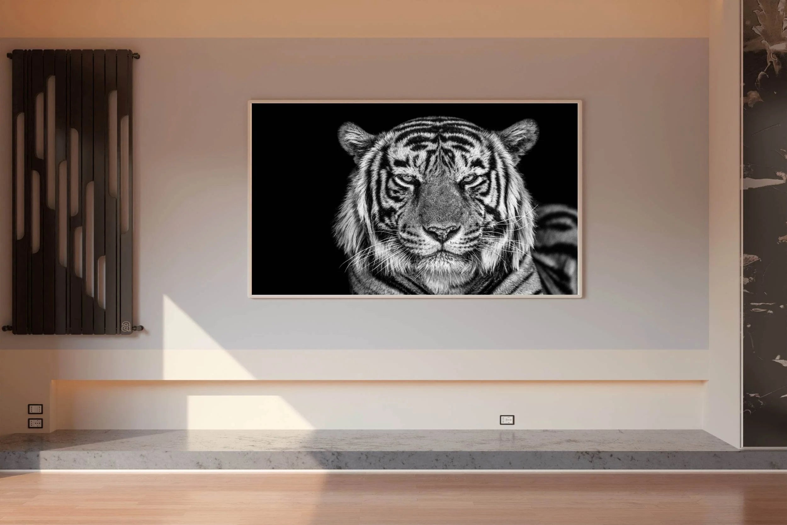 Bengal Tiger Face Cut Black & White Wall Art - beink online art store