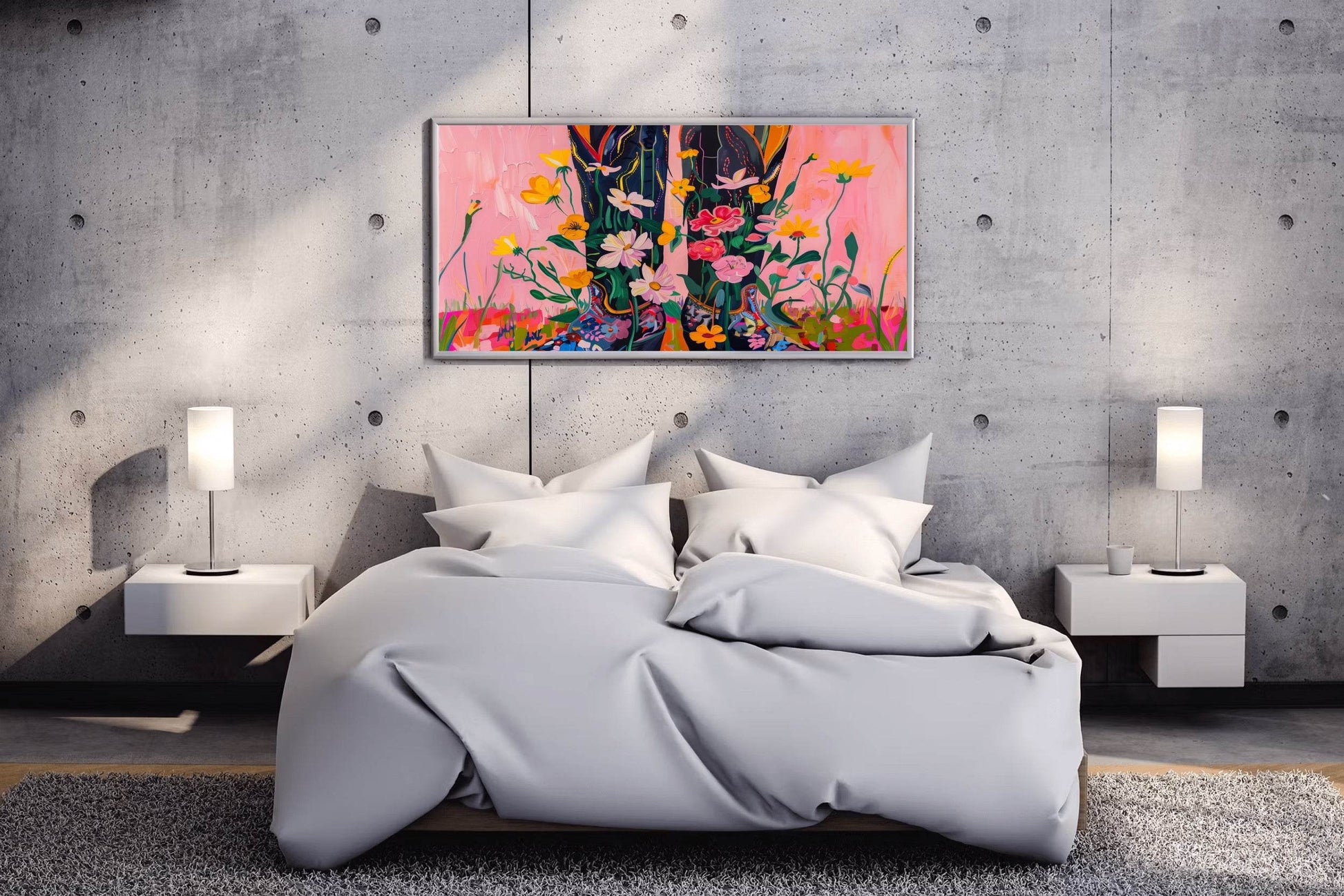 Cowboy Boots in Beautiful Blooms Wall Art - beink online art store