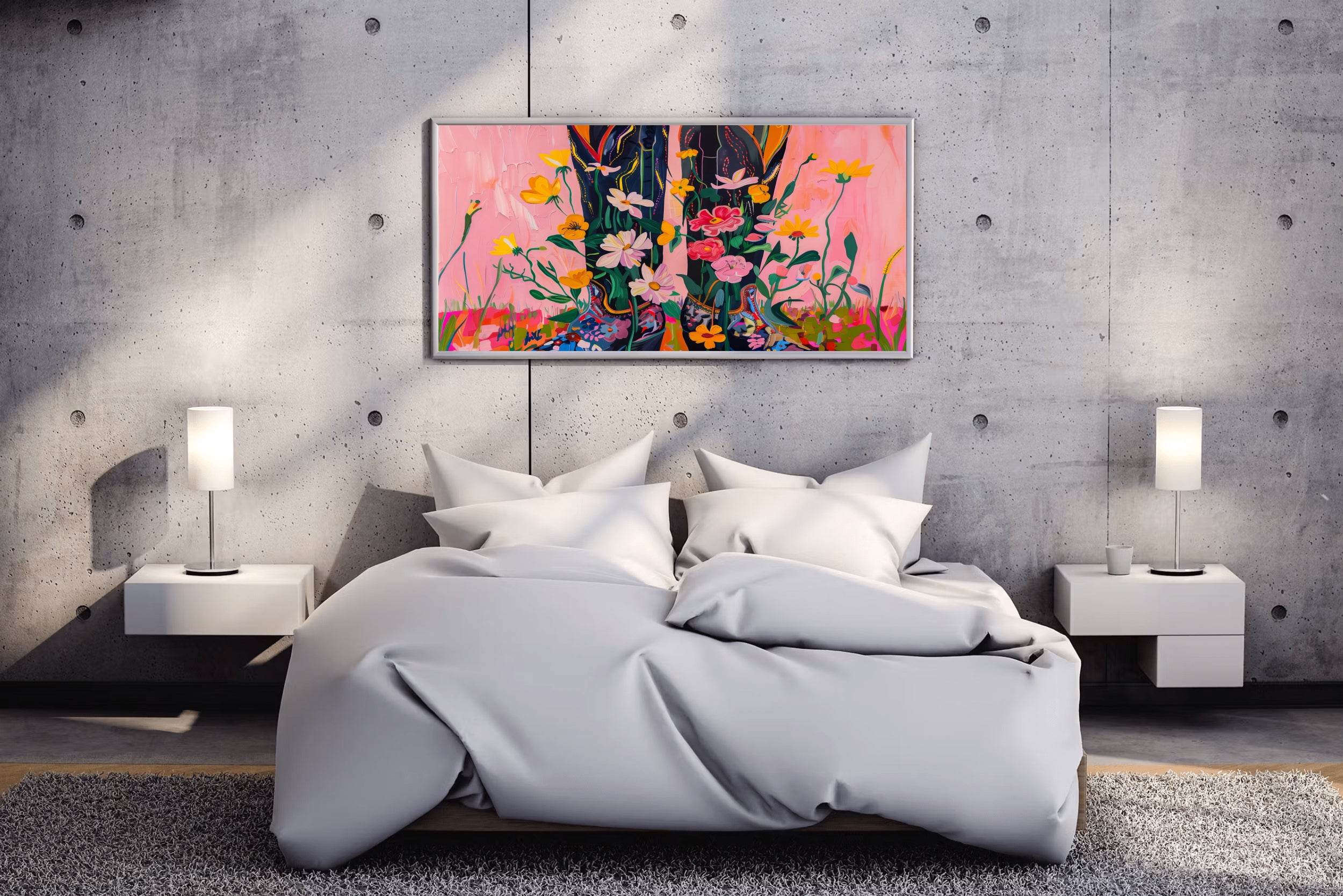 Cowboy Boots in Beautiful Blooms Wall Art - beink online art store