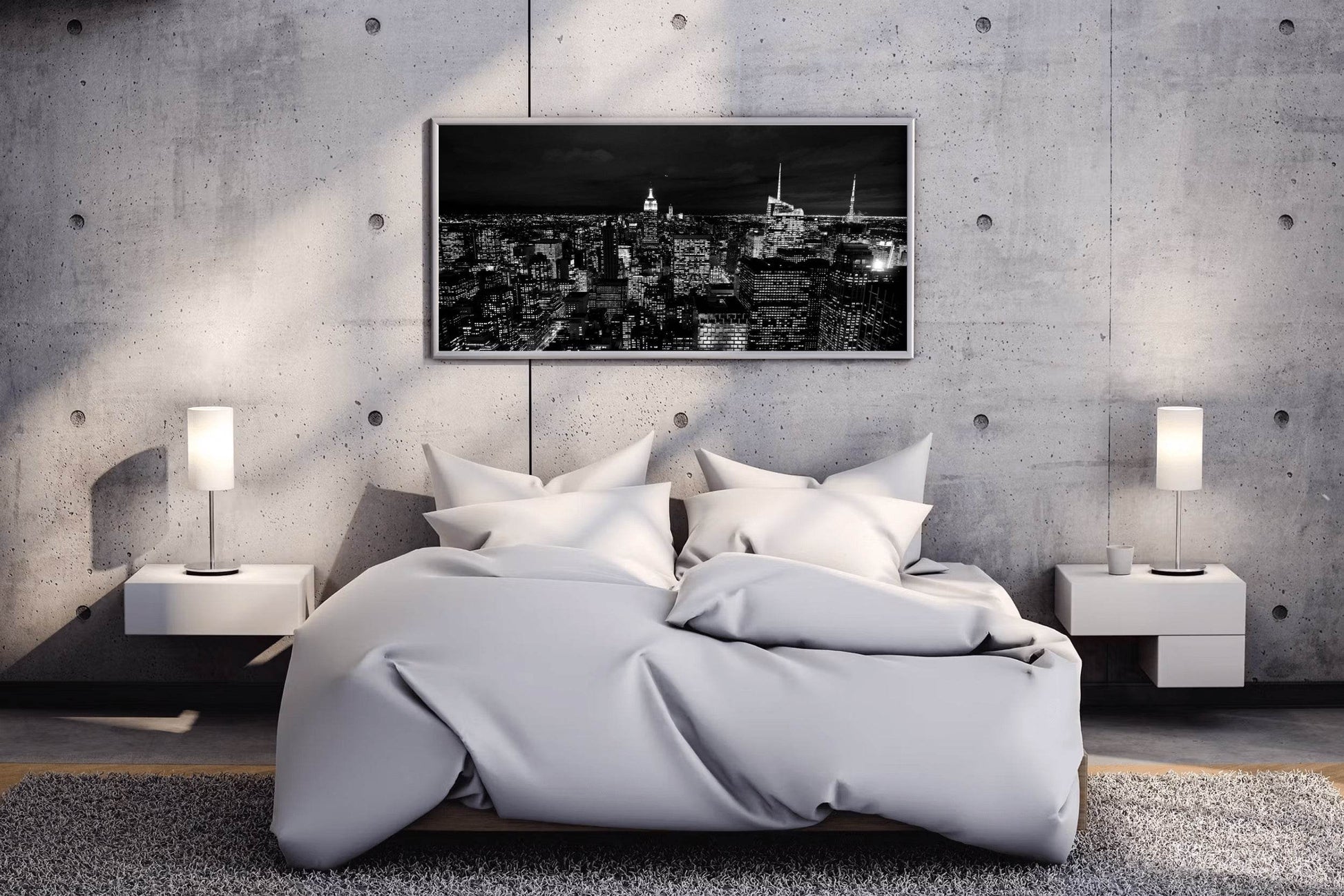 New York City Night Black & White Wall Art - beink online art store
