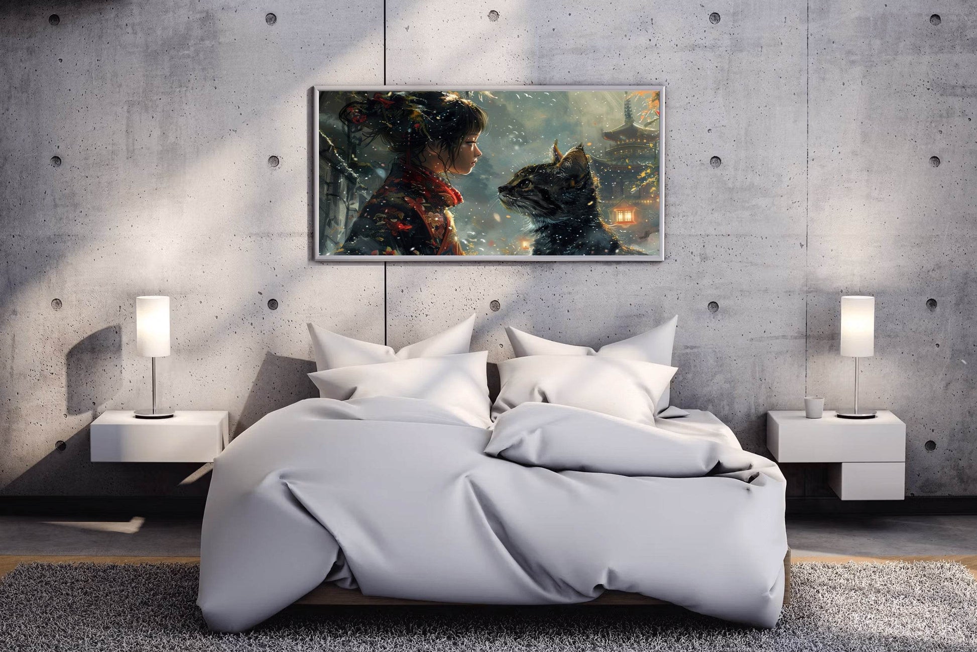 Painting of Girl and Cat Digital Art - beink online art store