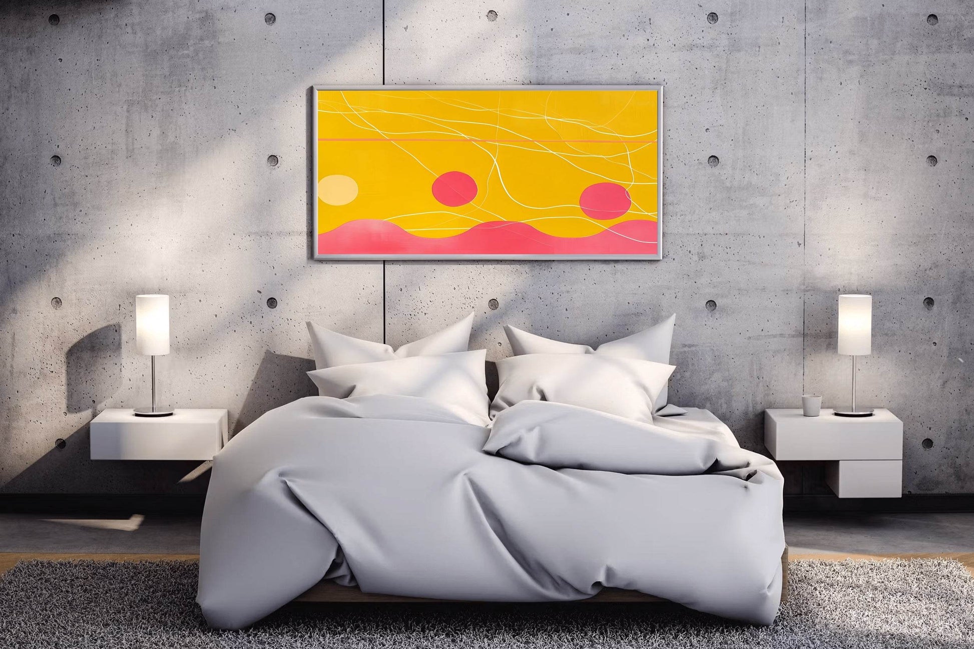 Floating Circles Abstract with Vibrant Waves - beink online art store