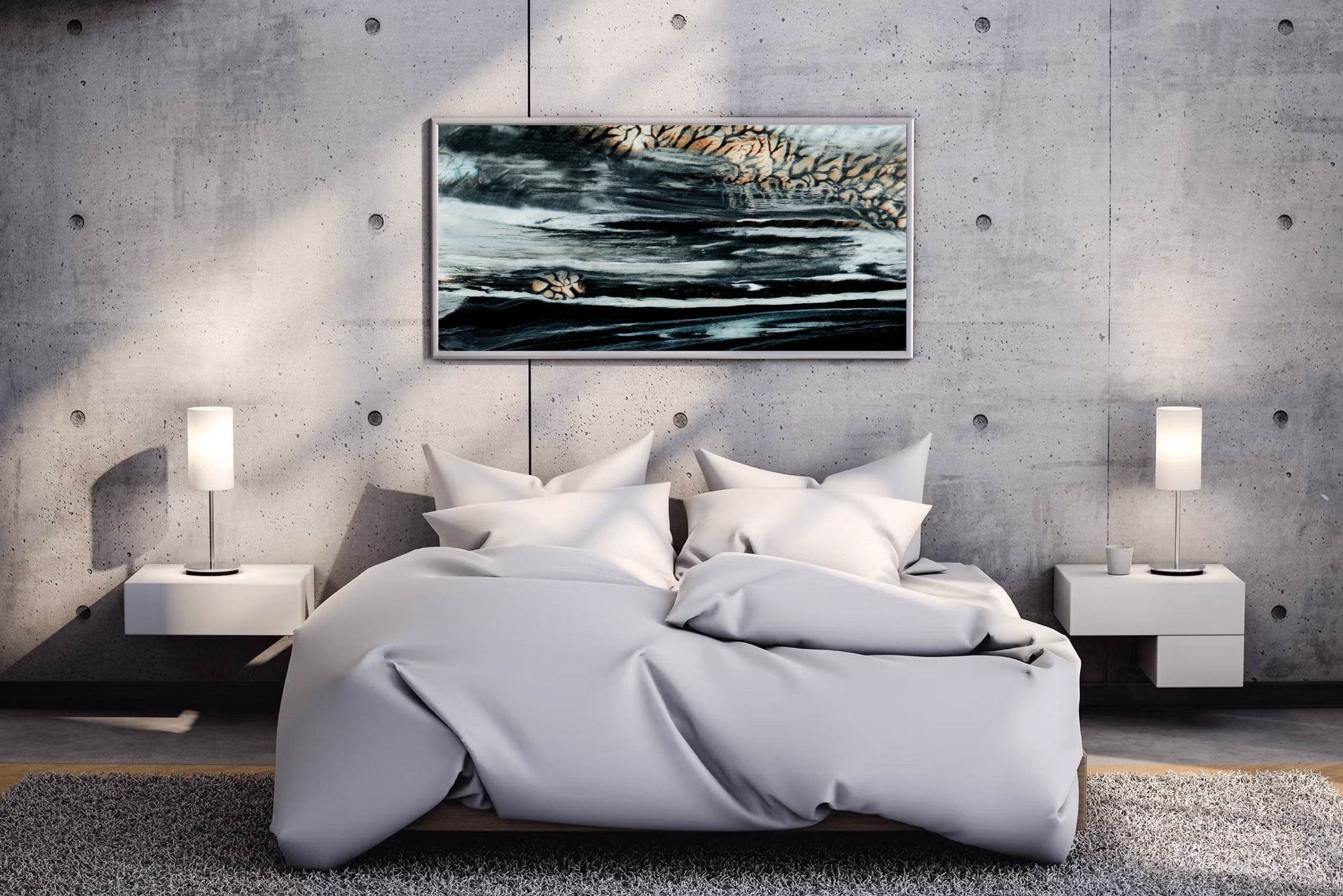 Dark Textured Oil Painting Abstract Wall Art - beink online art store