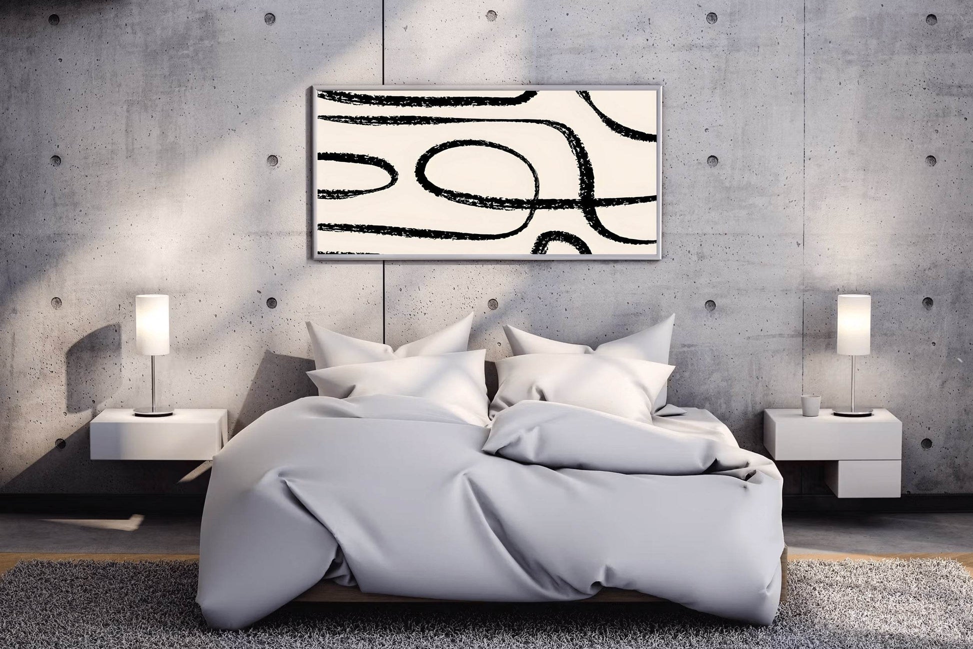 Black Ink Trails Modern Wall Art - beink online art store