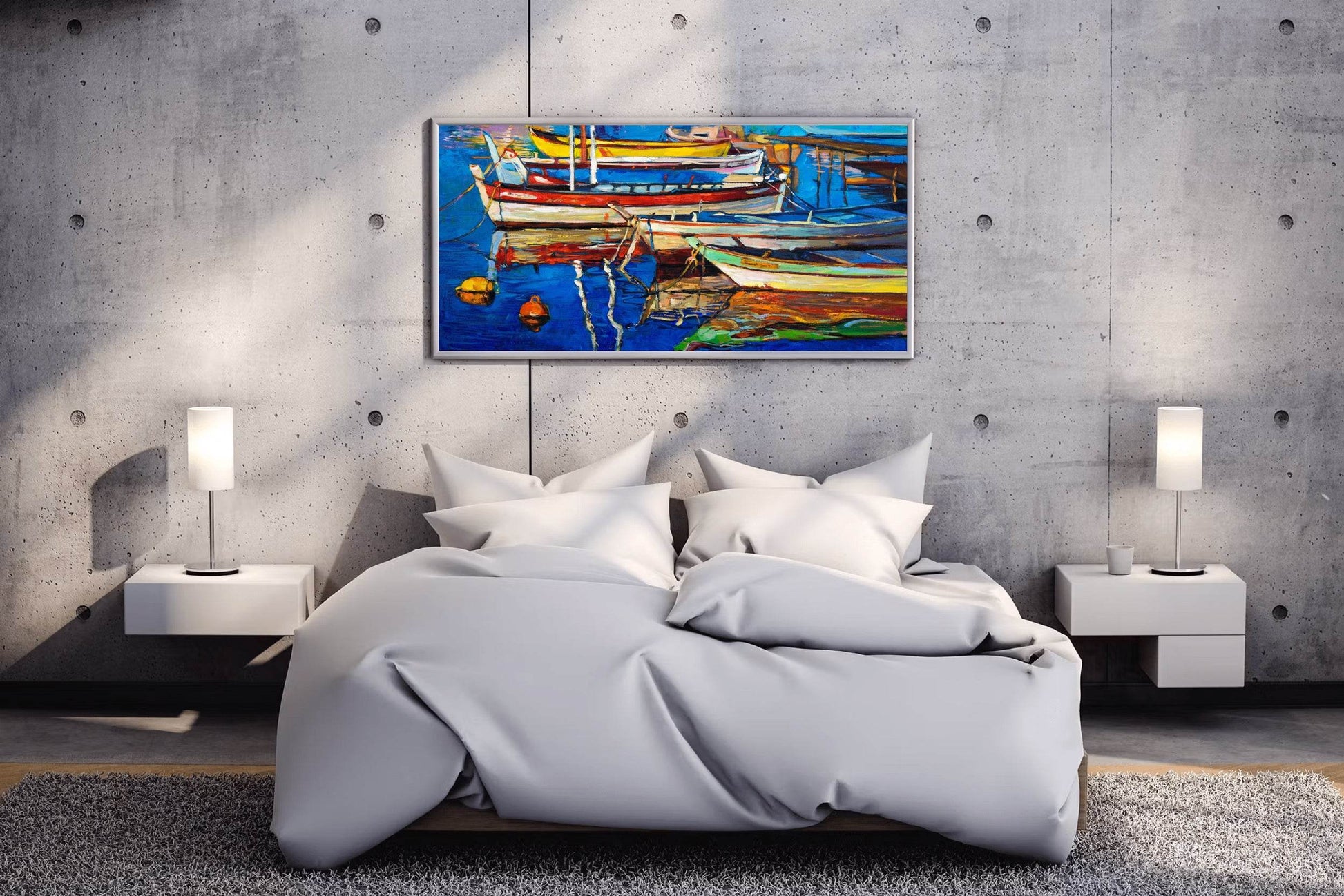 Colorful Boats on The Pier Wall Art - beink online art store
