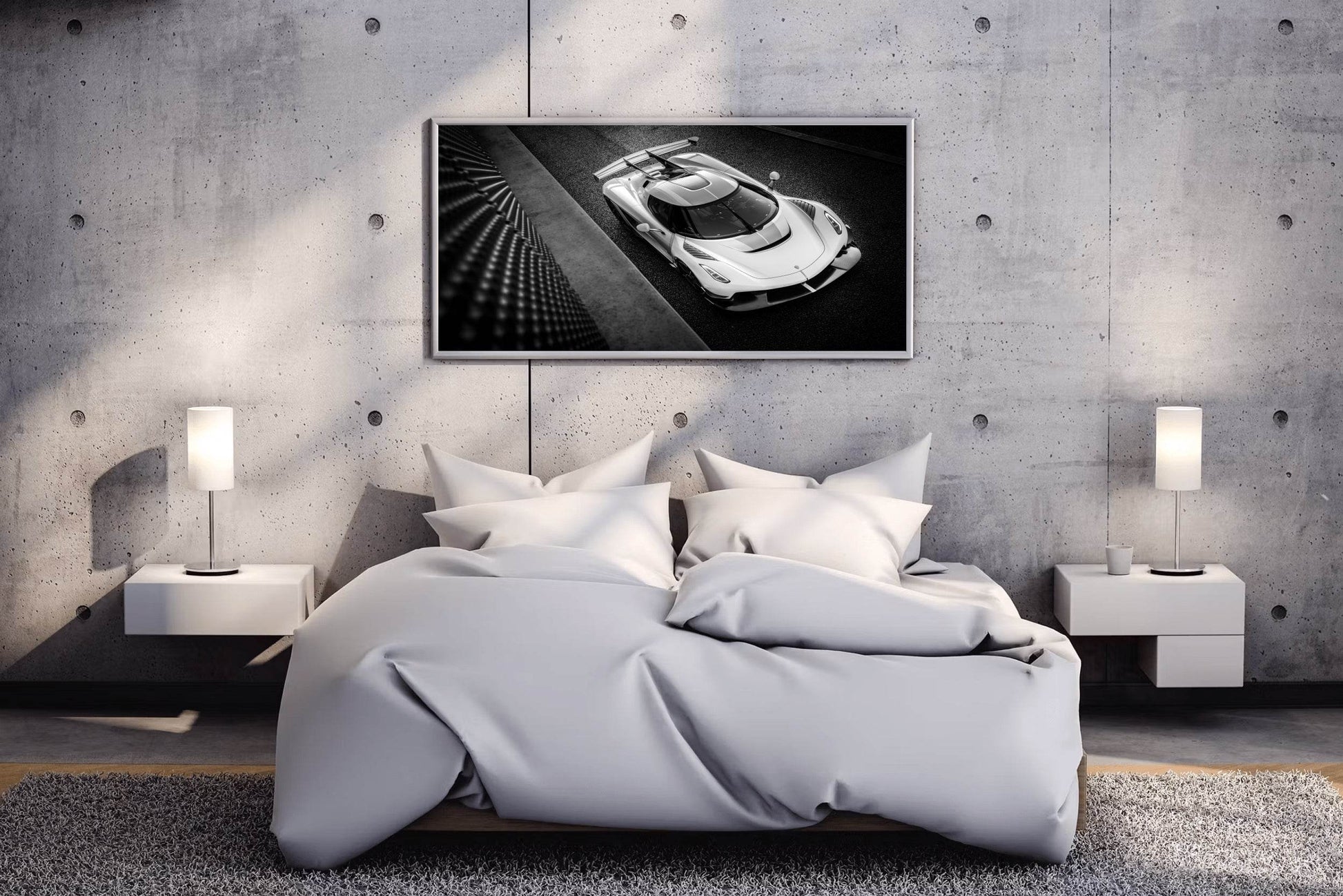 Koenigsegg Jesko Sport Car Black & White Wall Art - beink online art store