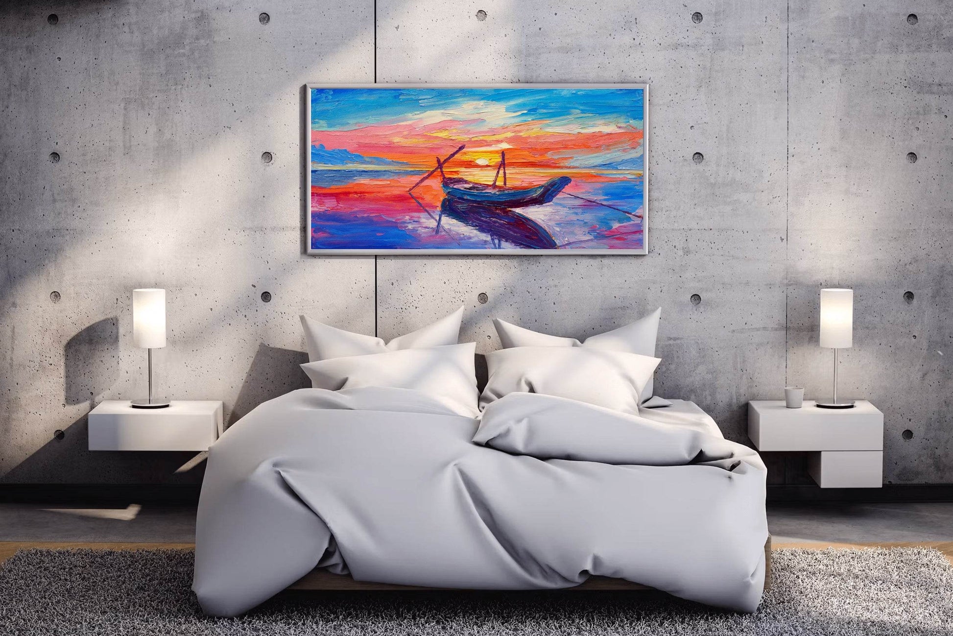 Oil Painting of Boat Over The Ocean Wall Art - beink online art store
