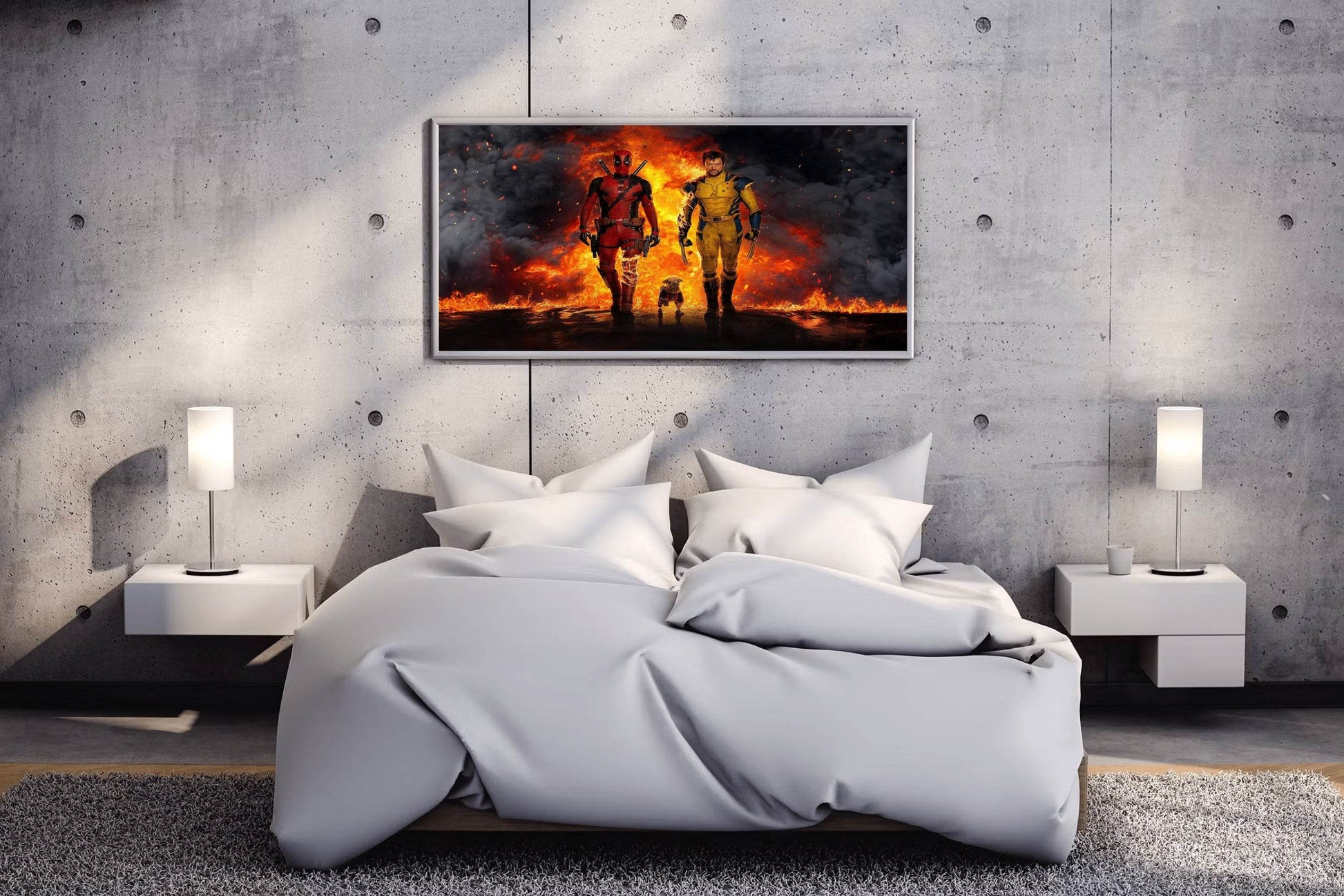 deadpool & wolverine with fire background Wall Art - beink online art store
