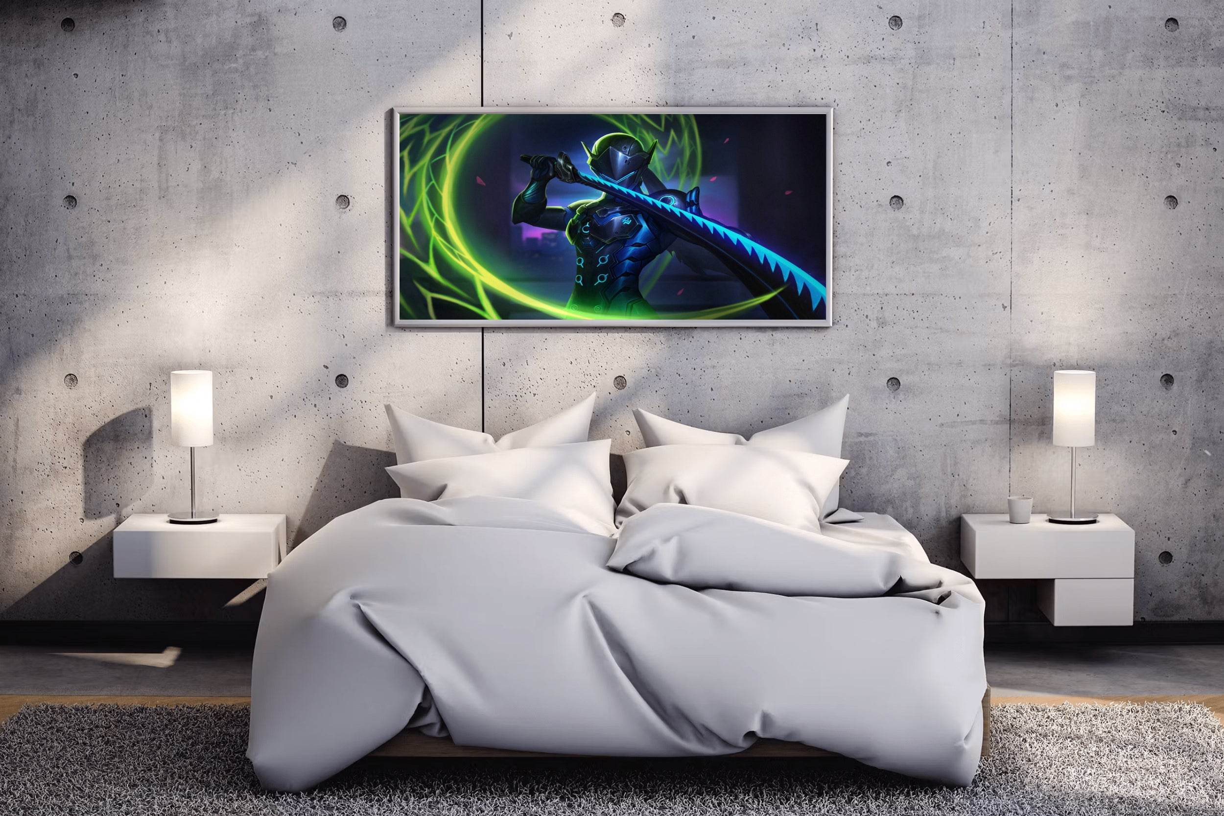 Neon Genji Overwatch Gaming Wall Art - beink online art store