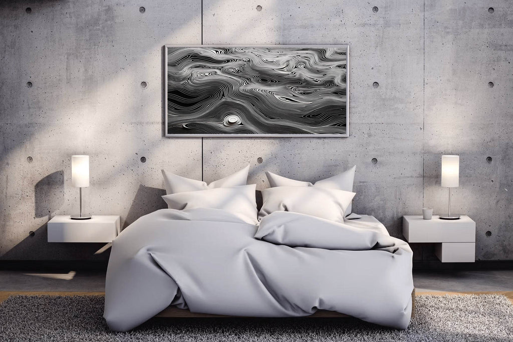 Wavy White Topography Abstract Wall Art - beink online art store
