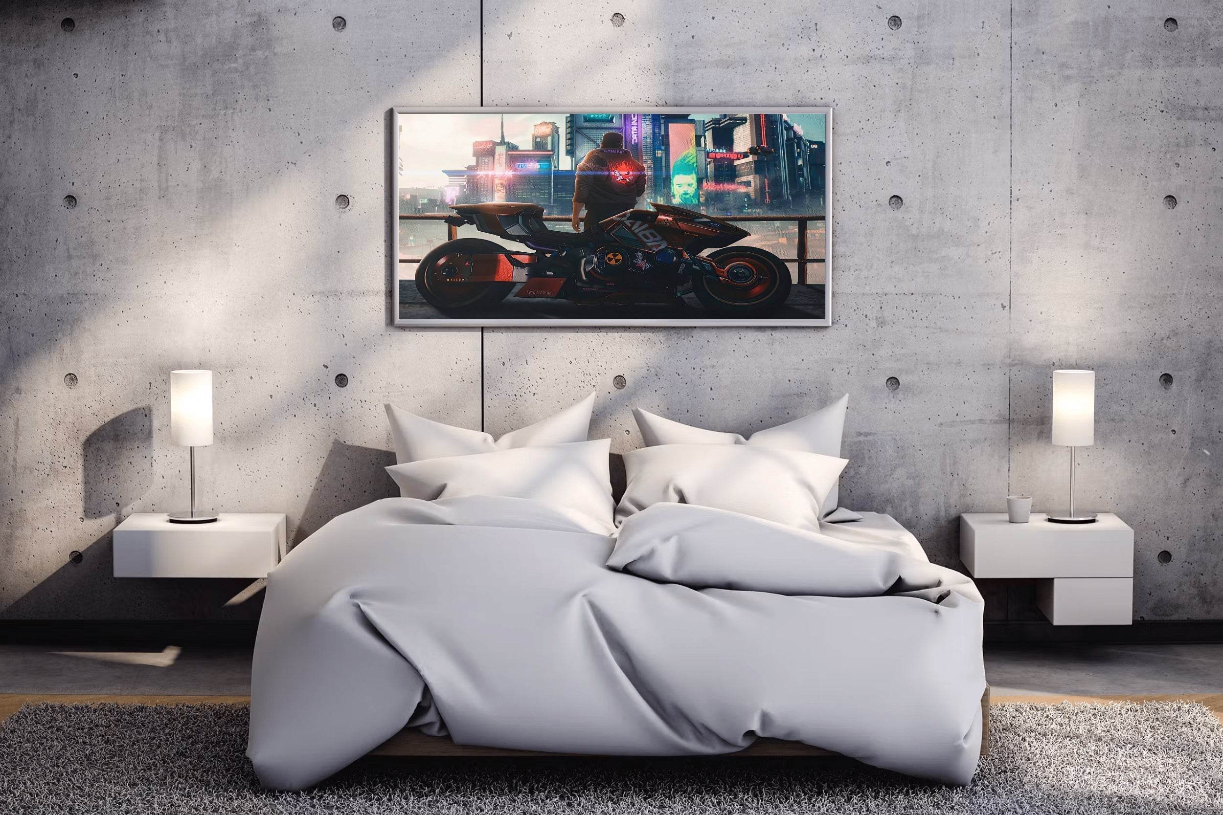Cyberpunk 2077 Motorcycle Boogeyman Gaming Wall Art - beink online art store