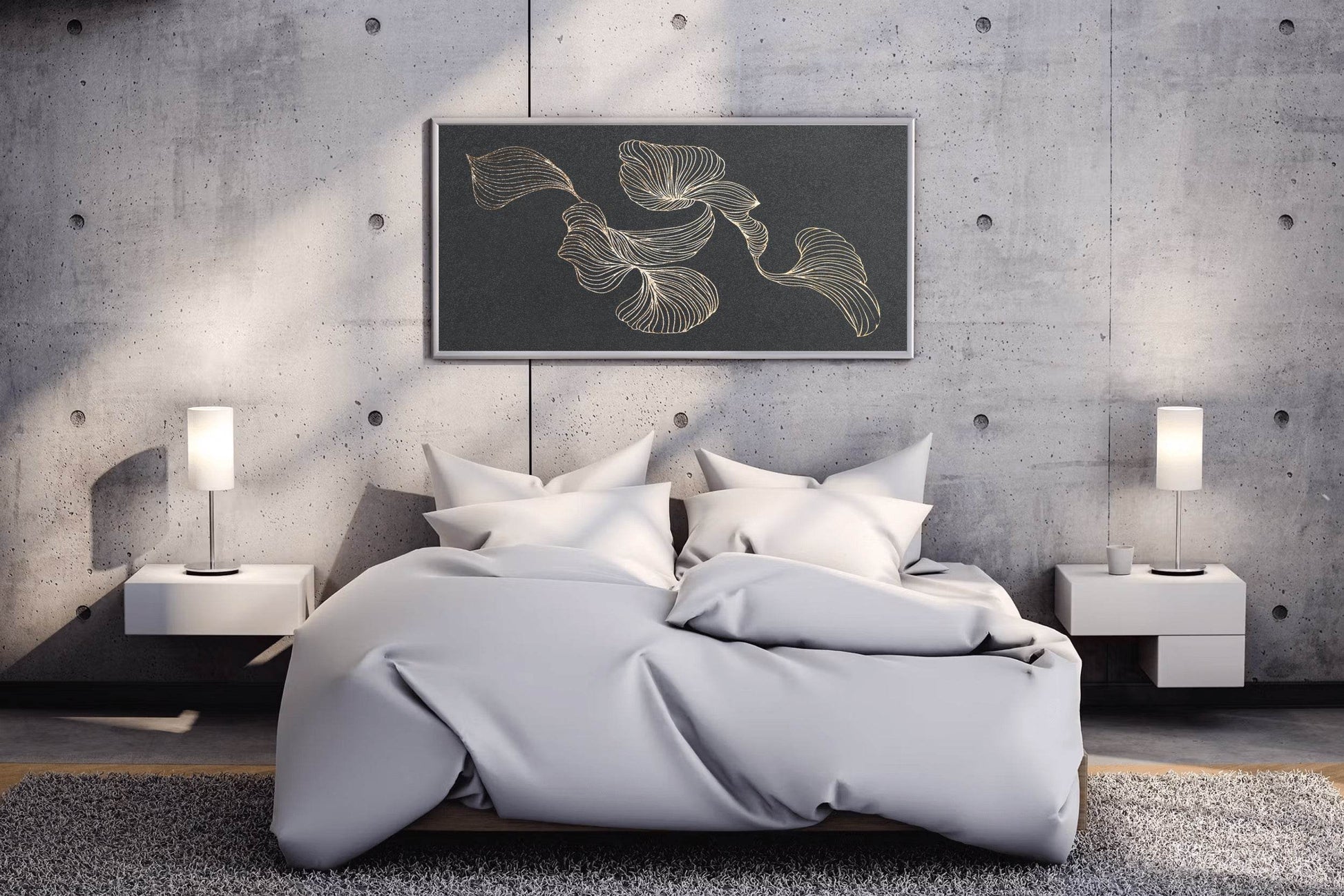 Golden Swirl Lines Design Wall Art - beink online art store