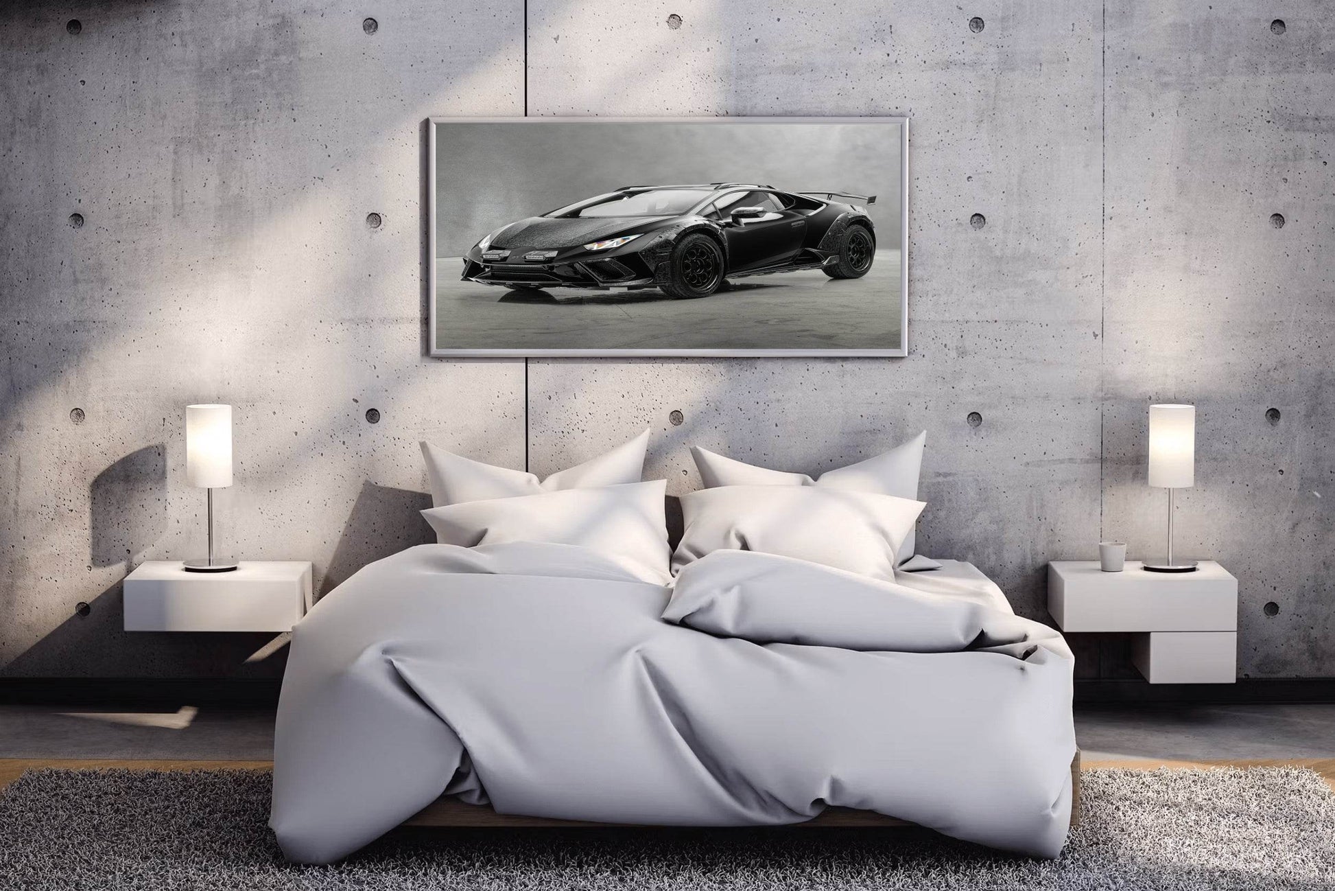 Lamborghini Huracan Black & White Wall Art - beink online art store