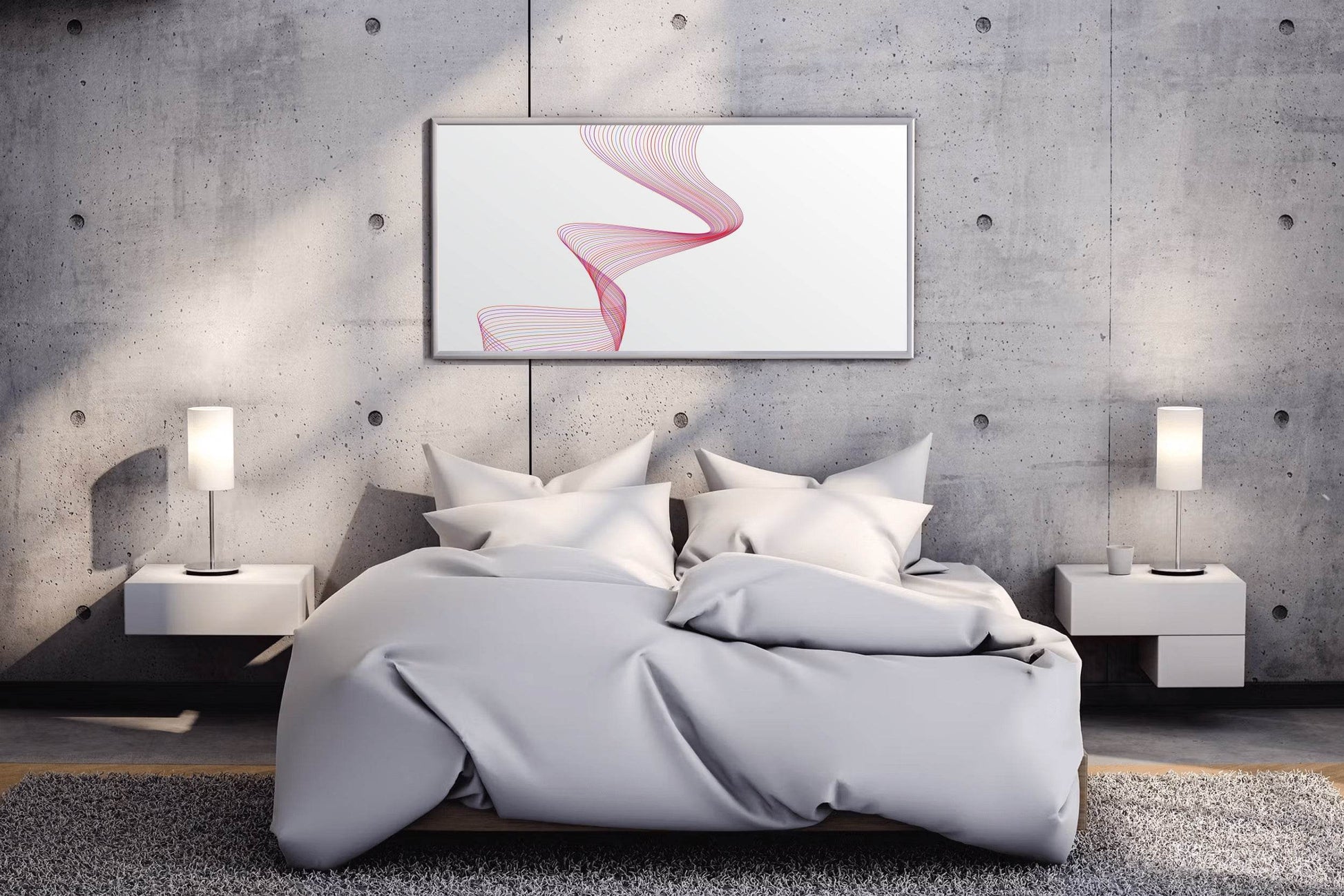Pink Technology Line Wave Abstract Wall Art - beink online art store