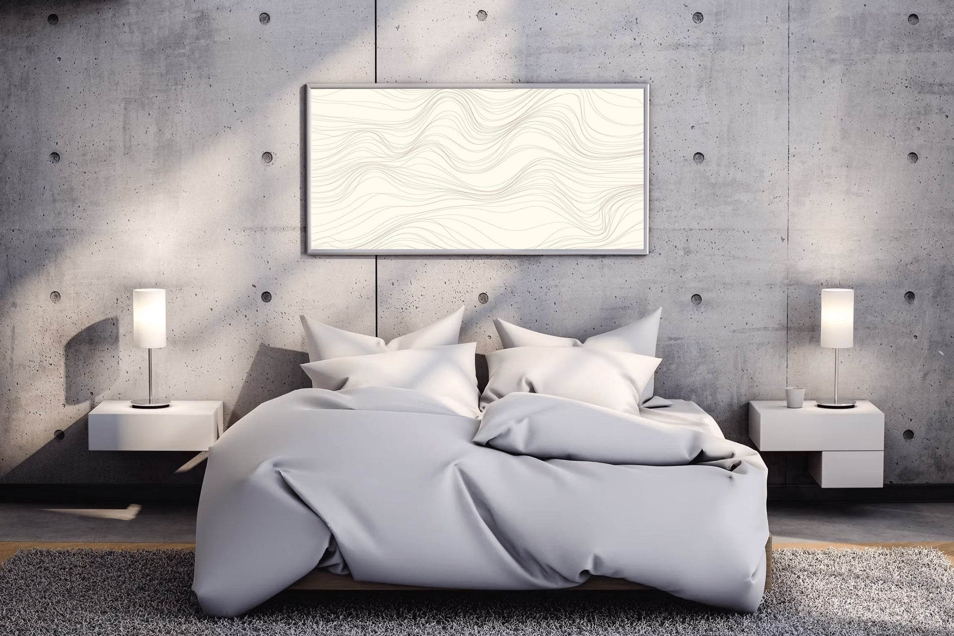 Light Background Wavy Lines Abstract Wall Art - beink online art store