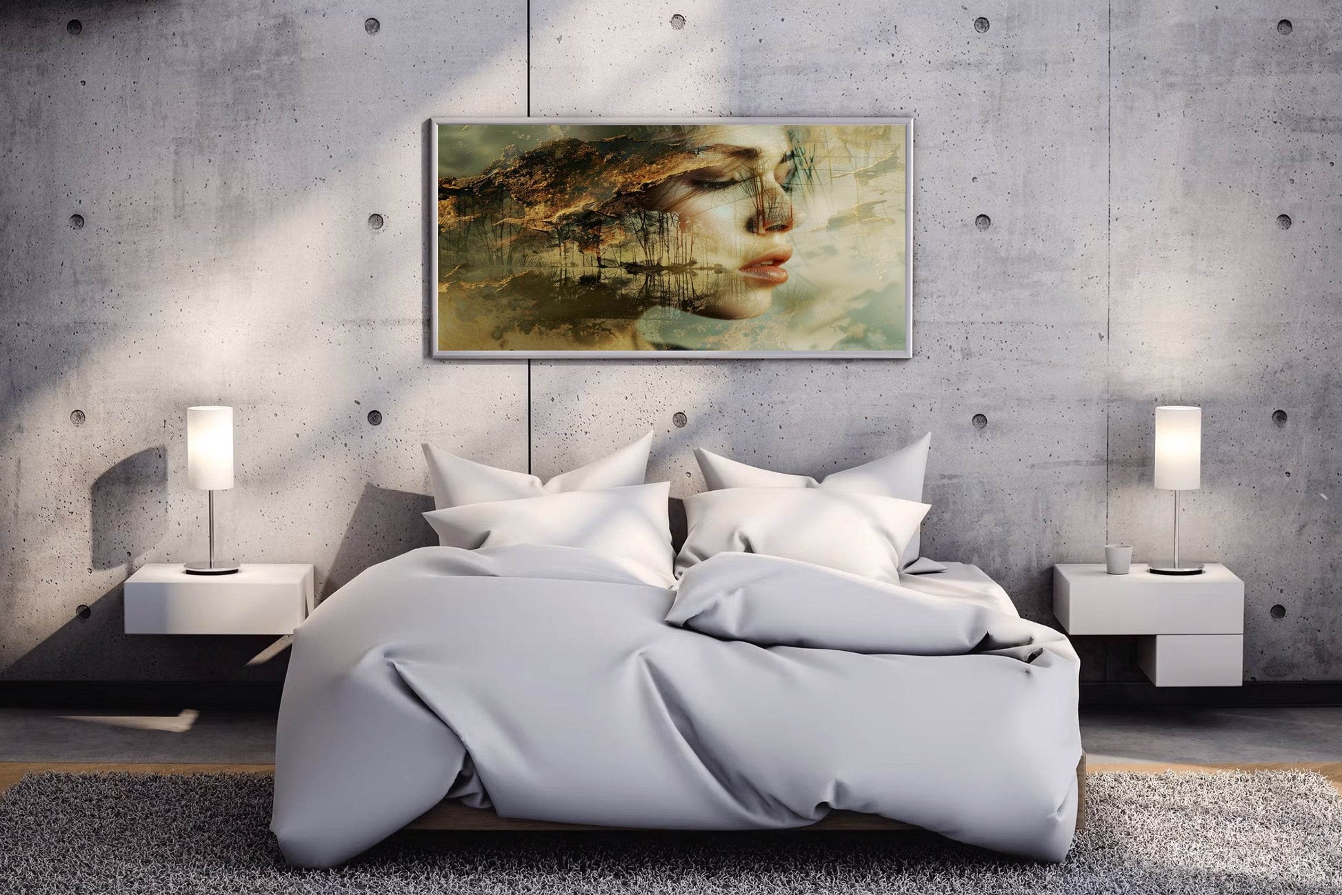Women Face Merging With Reflections of Nature Digital Art - beink online art store