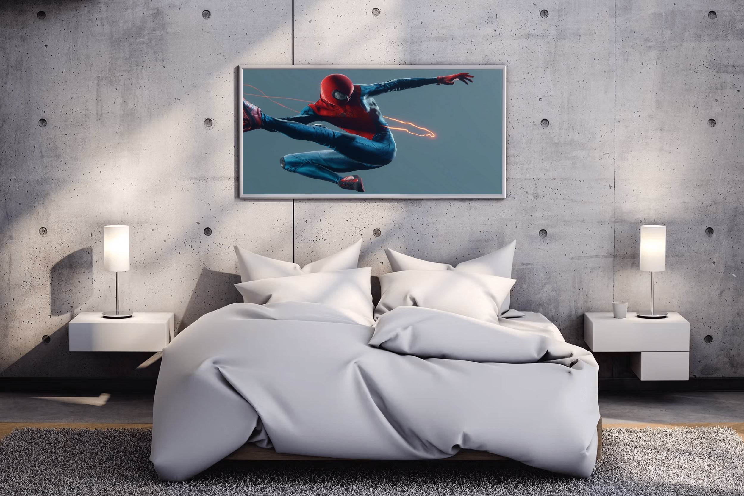 Spider Man Swinging Gaming Wall Art - beink online art store
