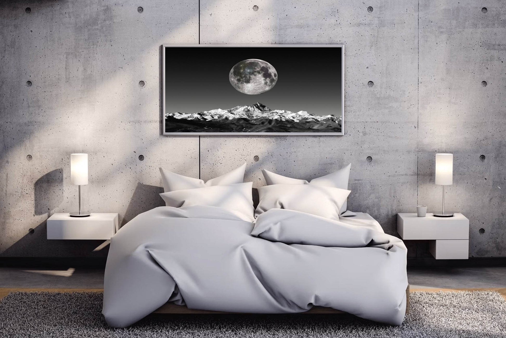 Full Moon Black & White Wall Art - beink online art store