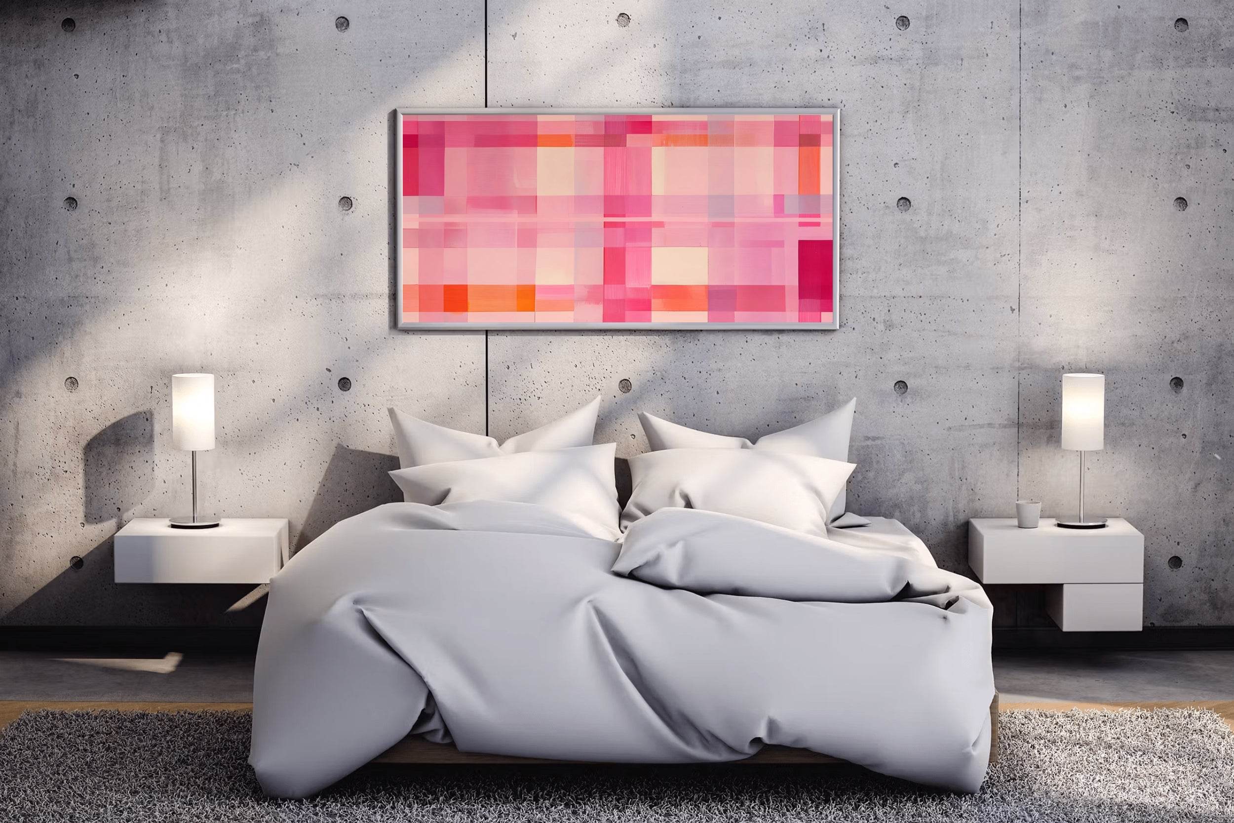 Grid of Squares in Shades of Pink and Orange - beink online art store