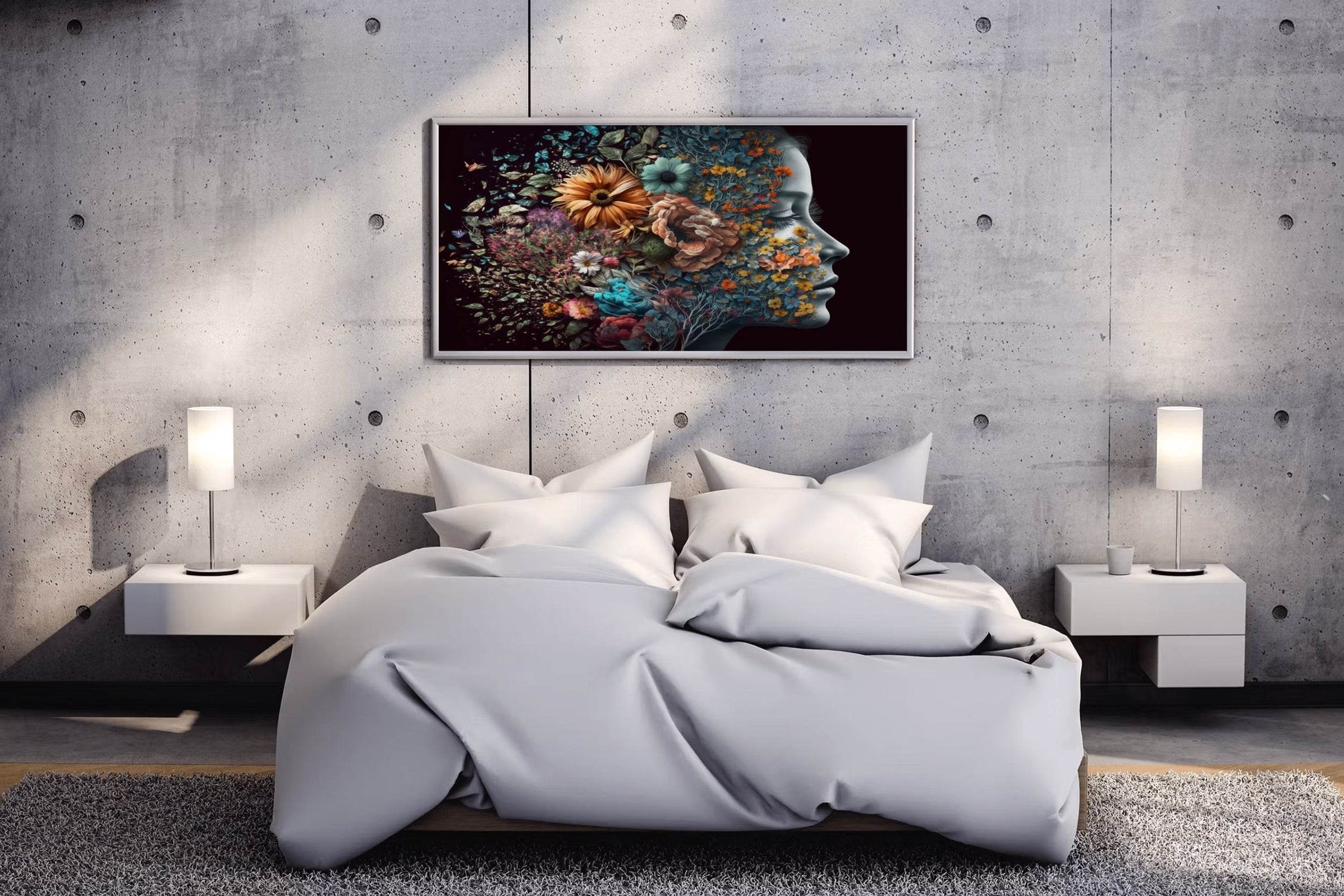 Women Face With Flowers Digital Art - beink online art store