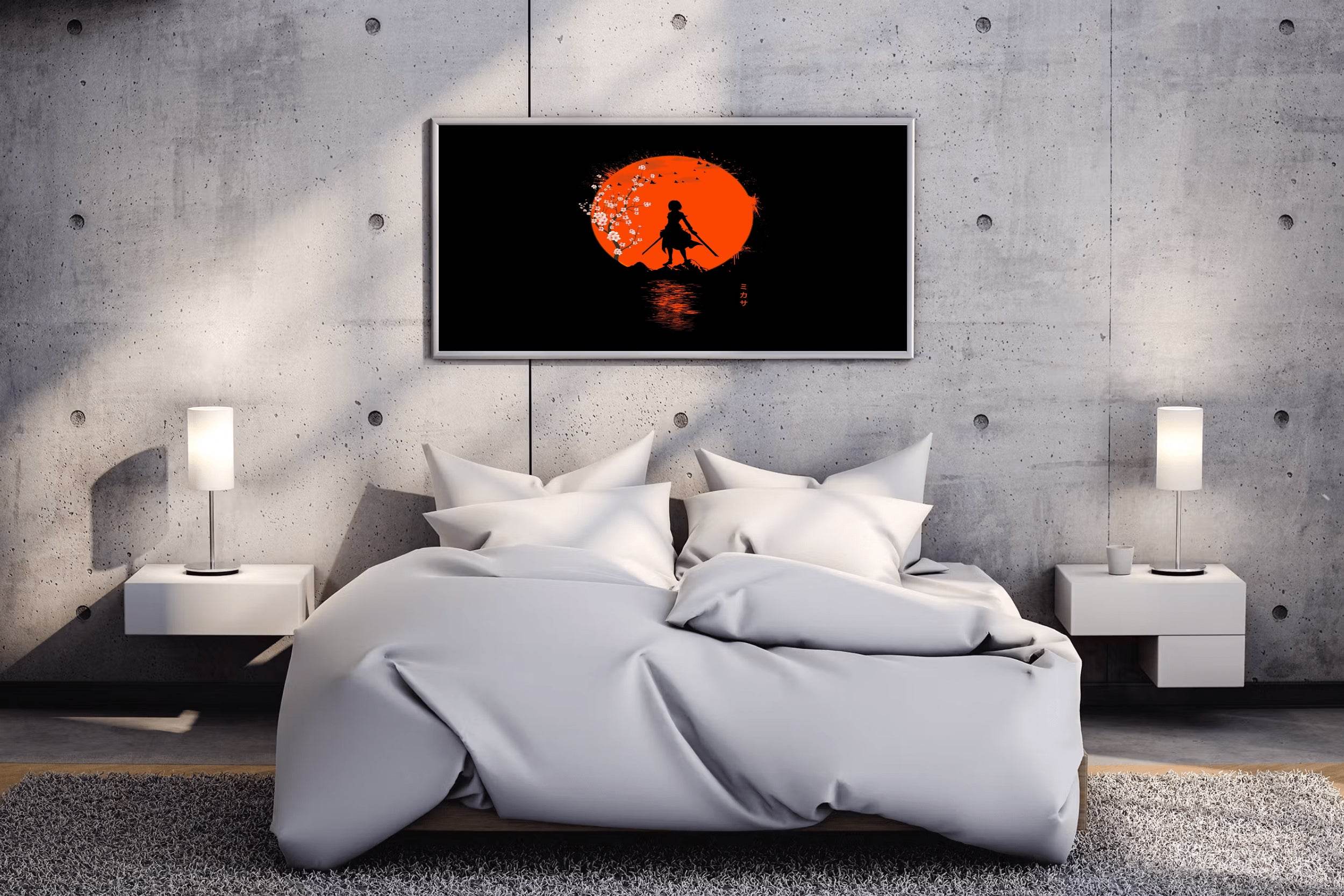 Mikasa Ackerman, Attack on titan, Black Blackground Anime Wall Art - beink online art store