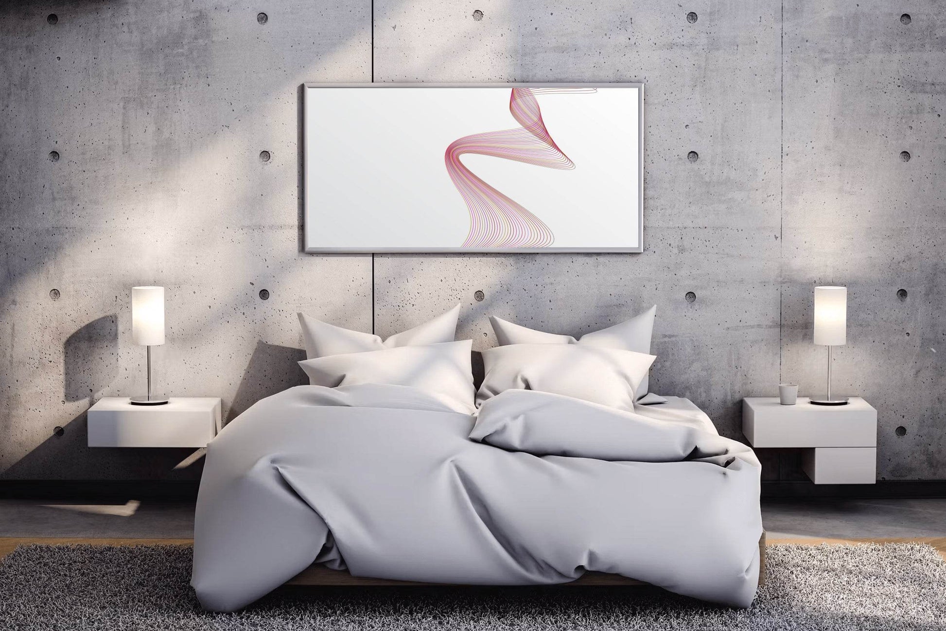 Light Background Technology Waves Lines Abstract Wall Art - beink online art store