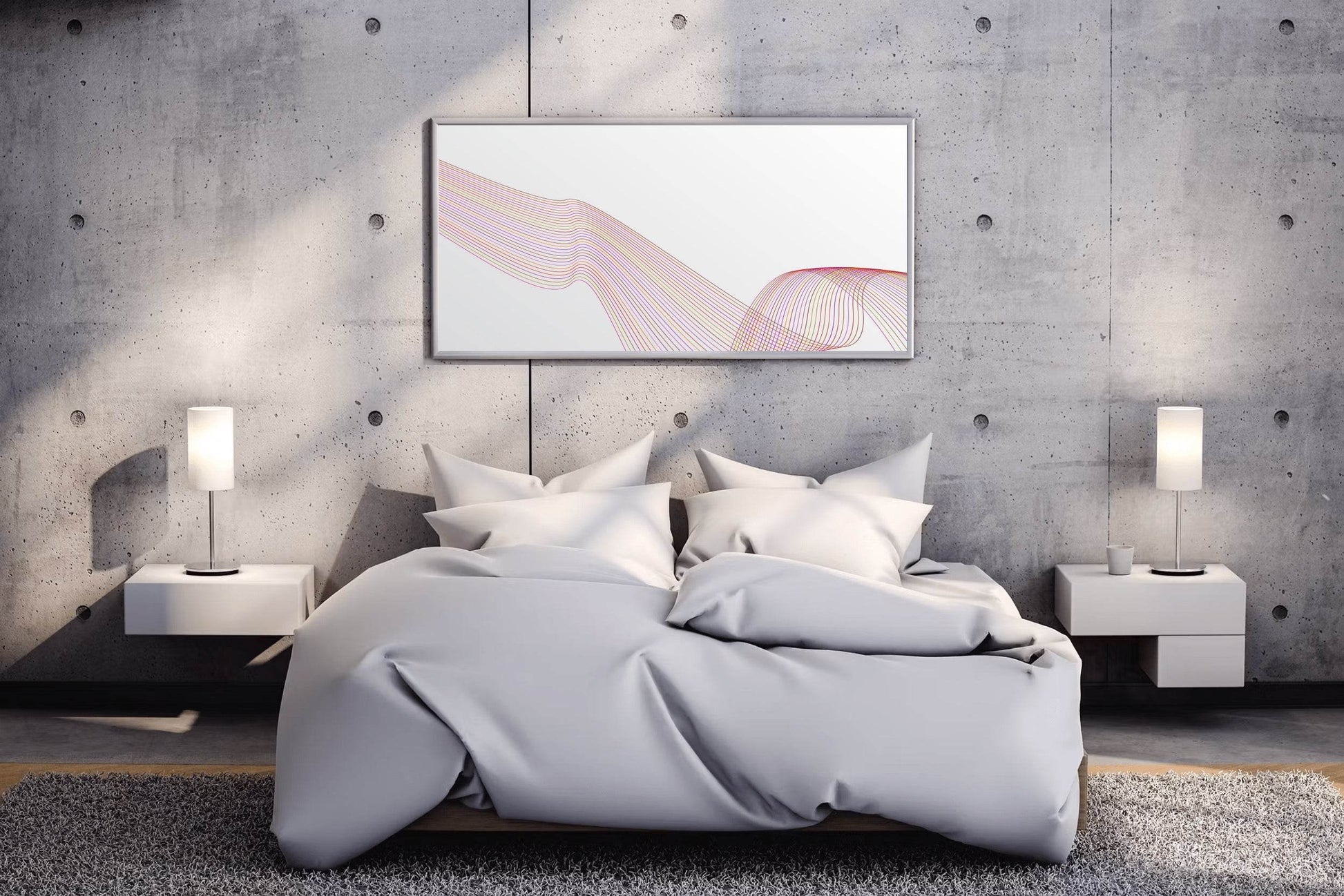 Light Background Technology Waves Lines Abstract Wall Art - beink online art store