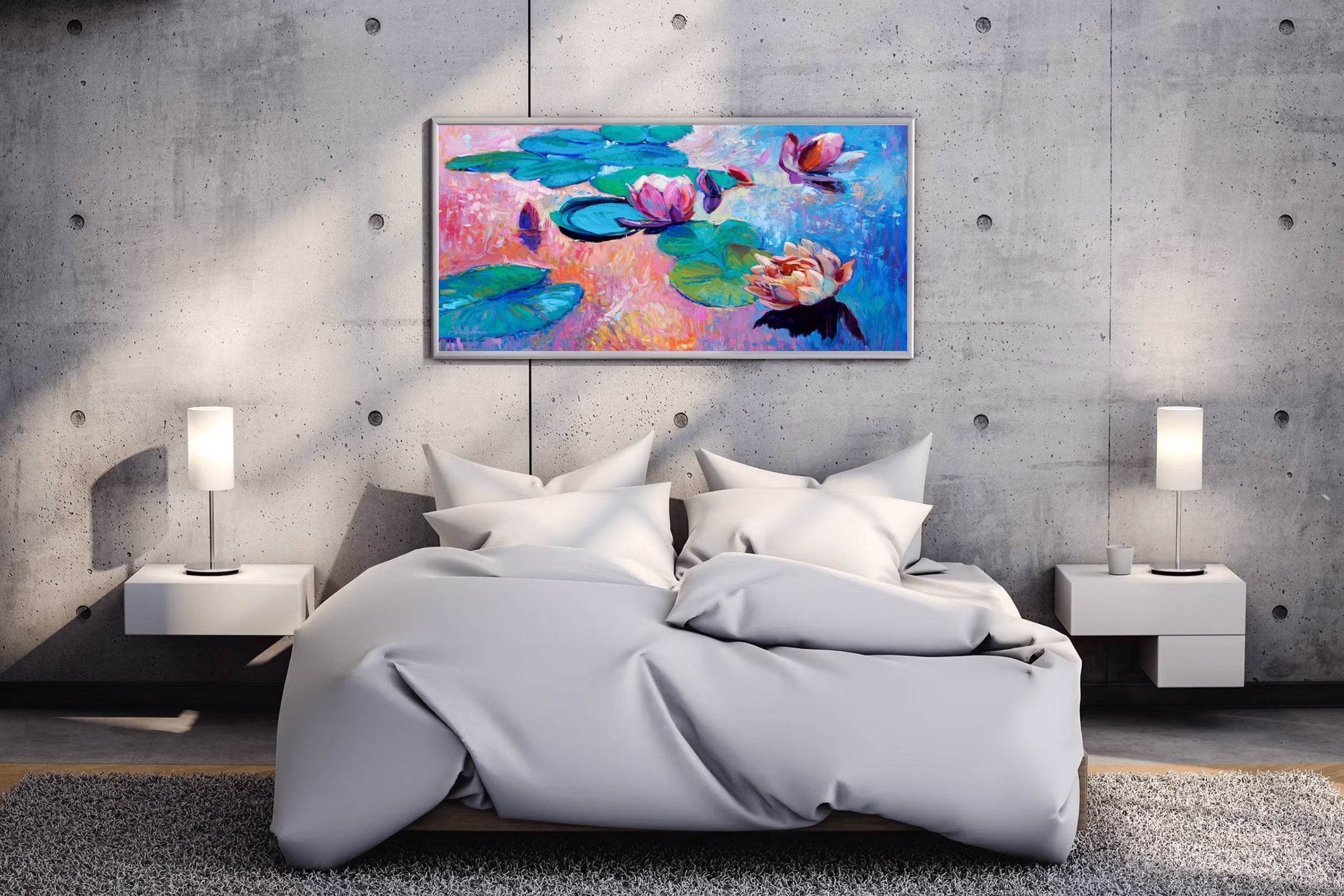 Watercolor Painting Of Blue Lotus Wall Art - beink online art store