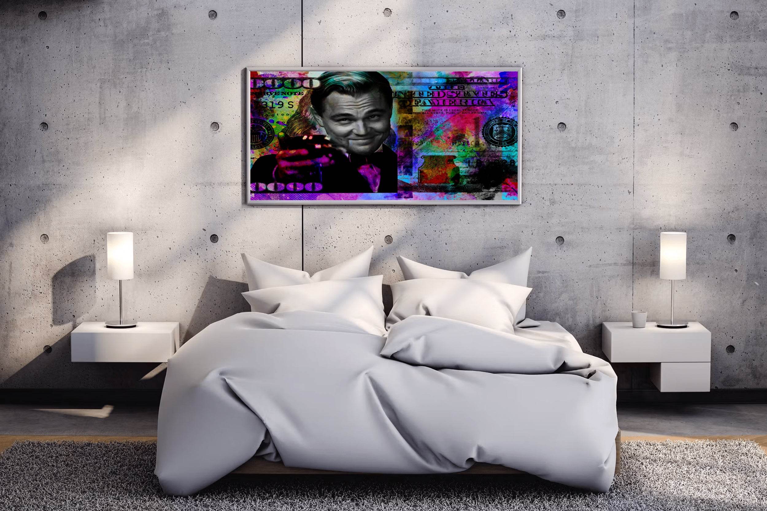 Leonardo DiCaprio - Colorful Dollar Background Wall Art - beink online art store