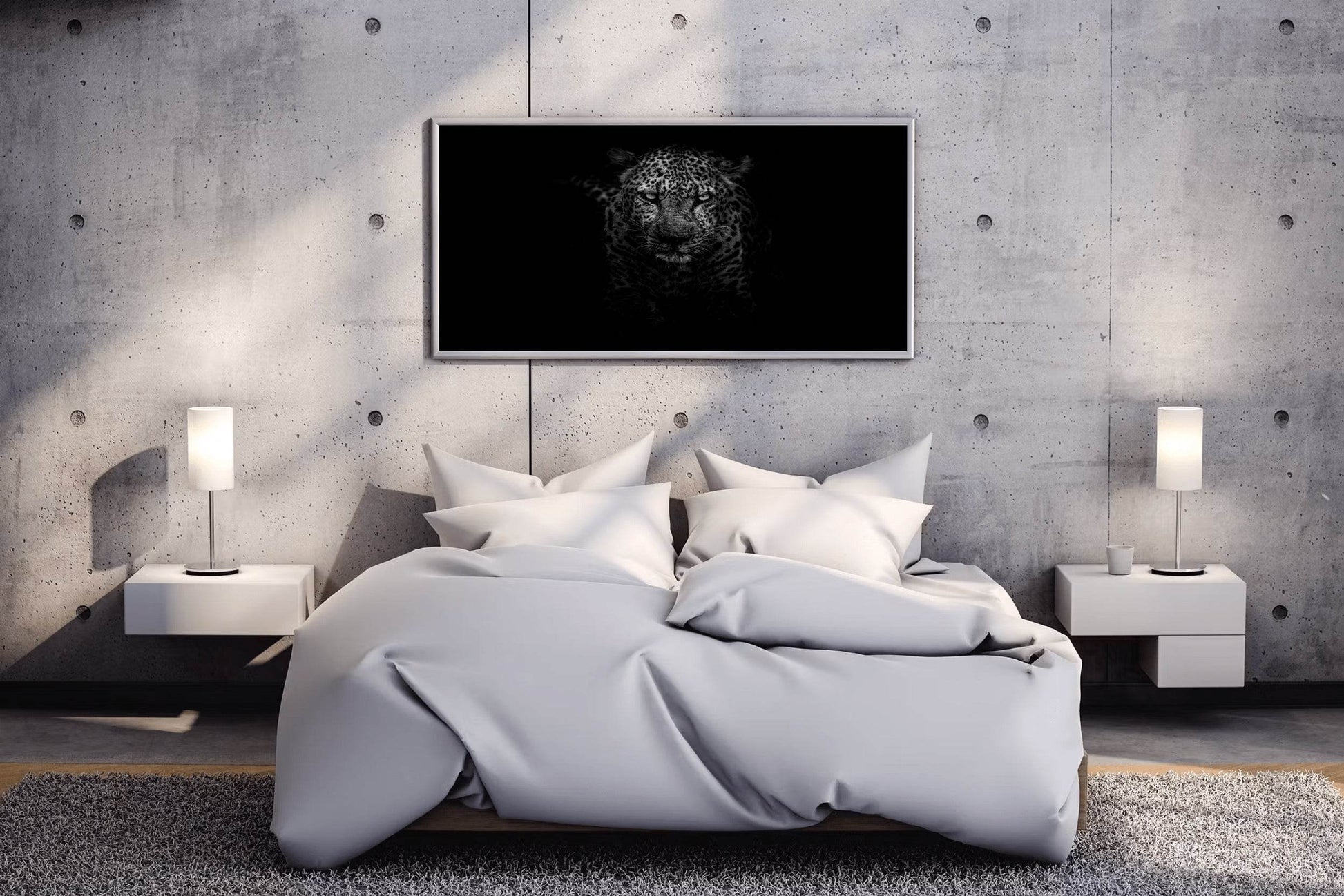 African Leopard Black & White Wall Art - beink online art store