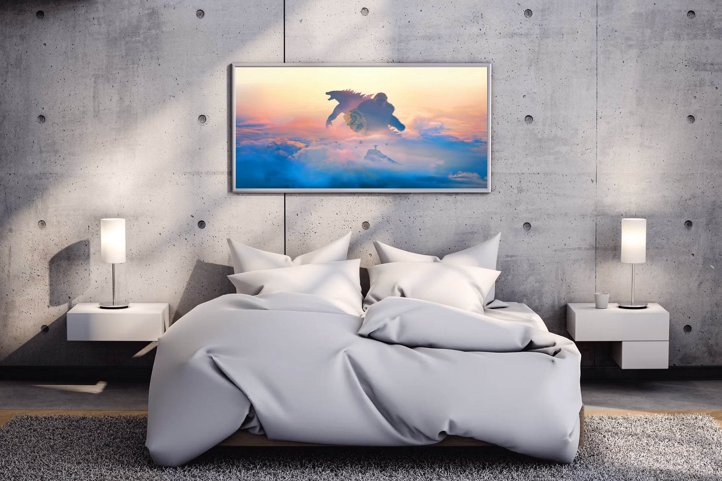Godzilla vs Kong Fight Scene Wall Art - beink online art store
