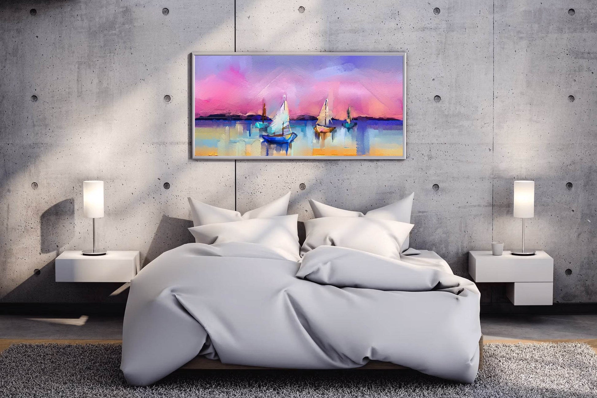 Watercolor Painting of Sailboats Wall Art - beink online art store