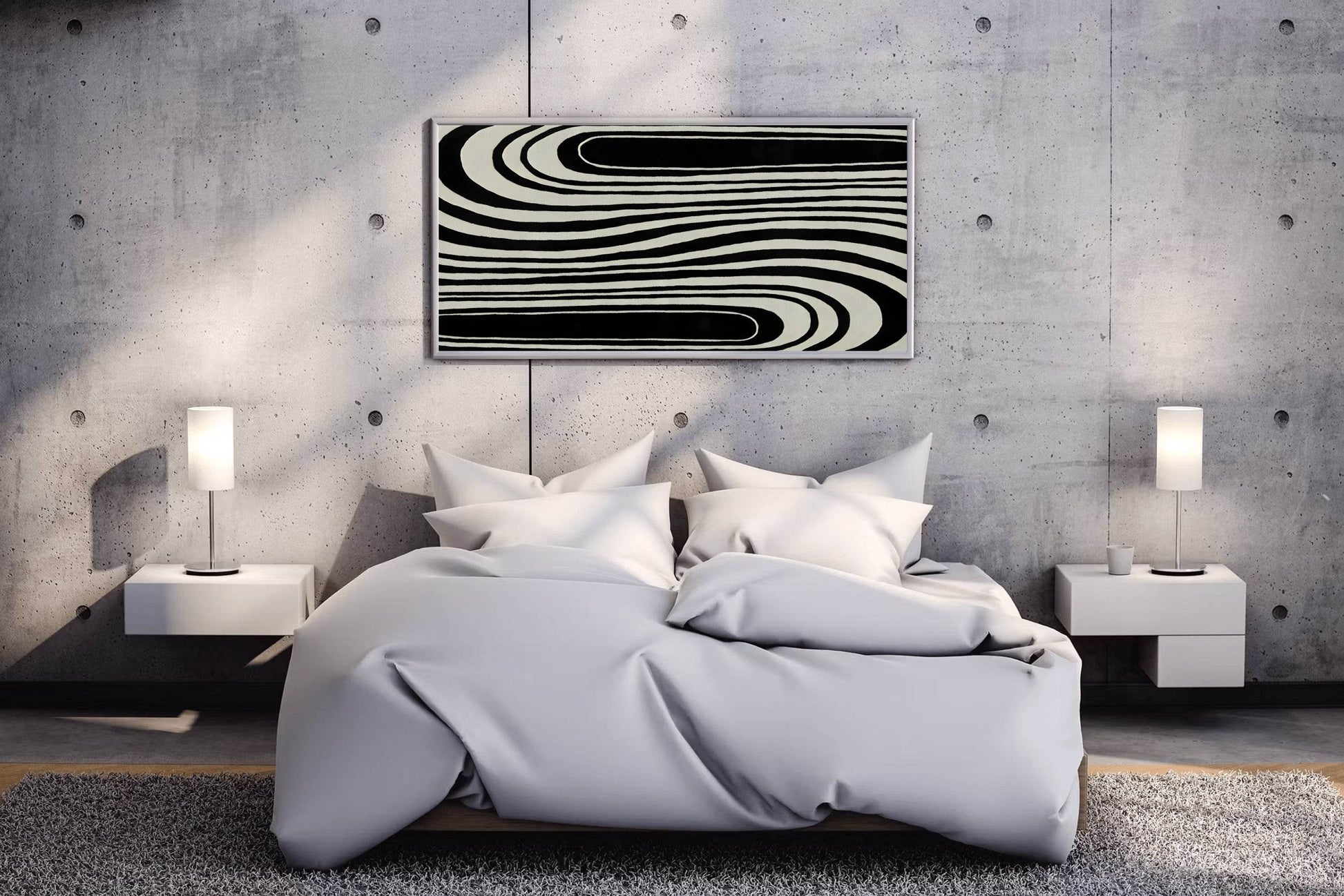 Twisted Zebra Lines Modern Wall Art - beink online art store