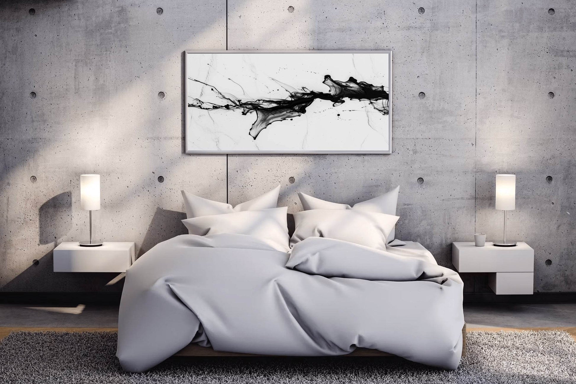 Black Fluid Ink Dance Modern Wall Art - beink online art store