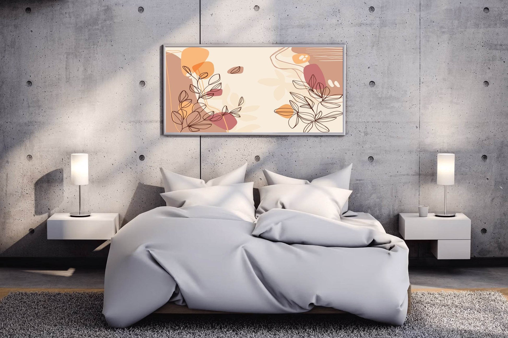 African Daisy Flower Branch Wall Art - beink online art store