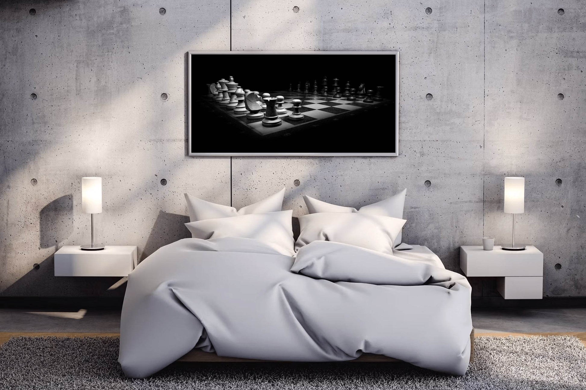 Chess Board Black & White Wall Art - beink online art store