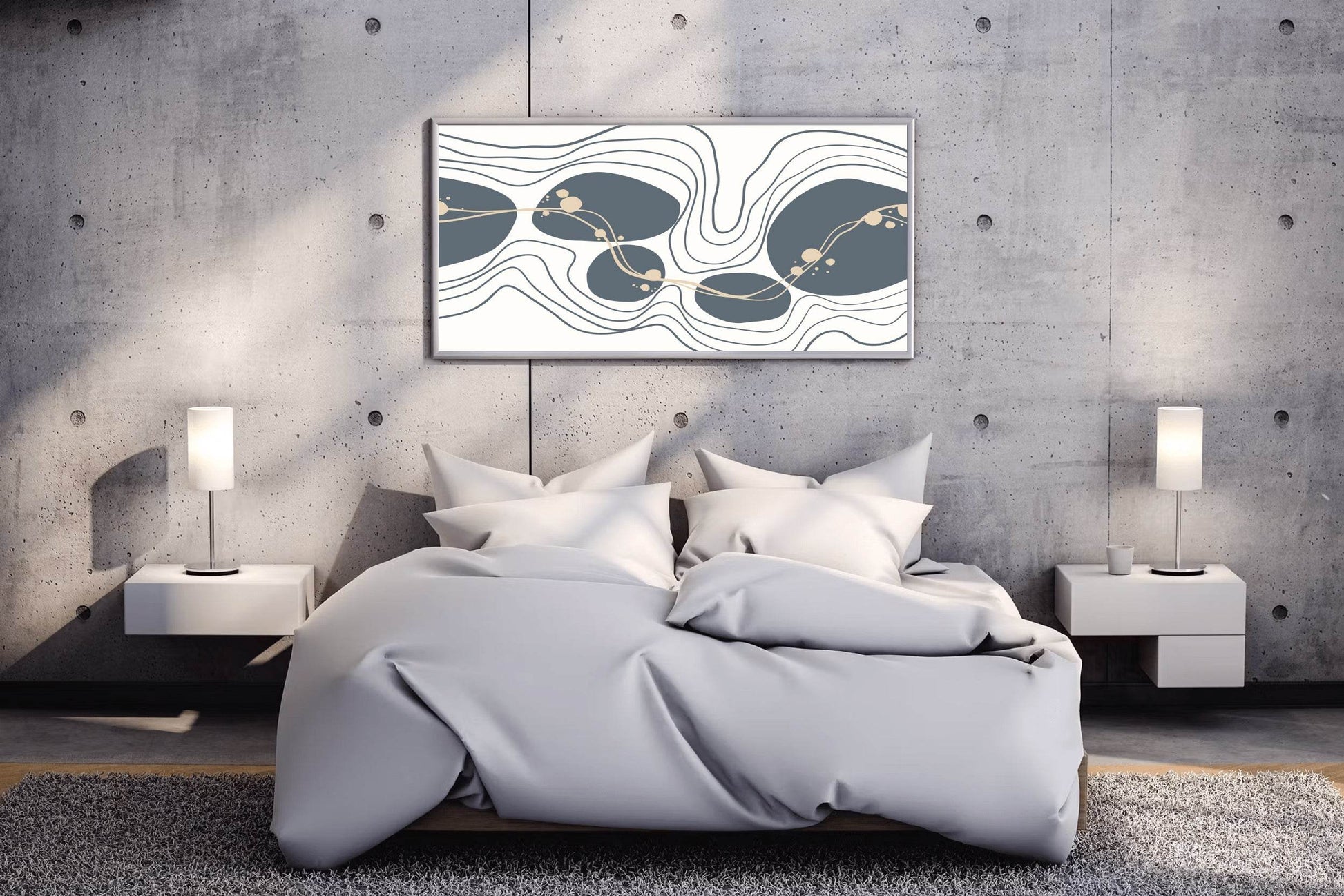 Wavy Handdrawn Shape Abstract Wall Art - beink online art store