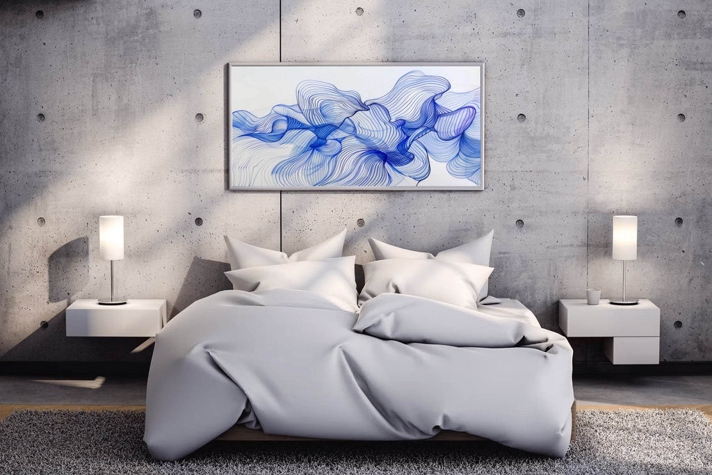 Blue Flower Petals Abstract Wall Art - beink online art store