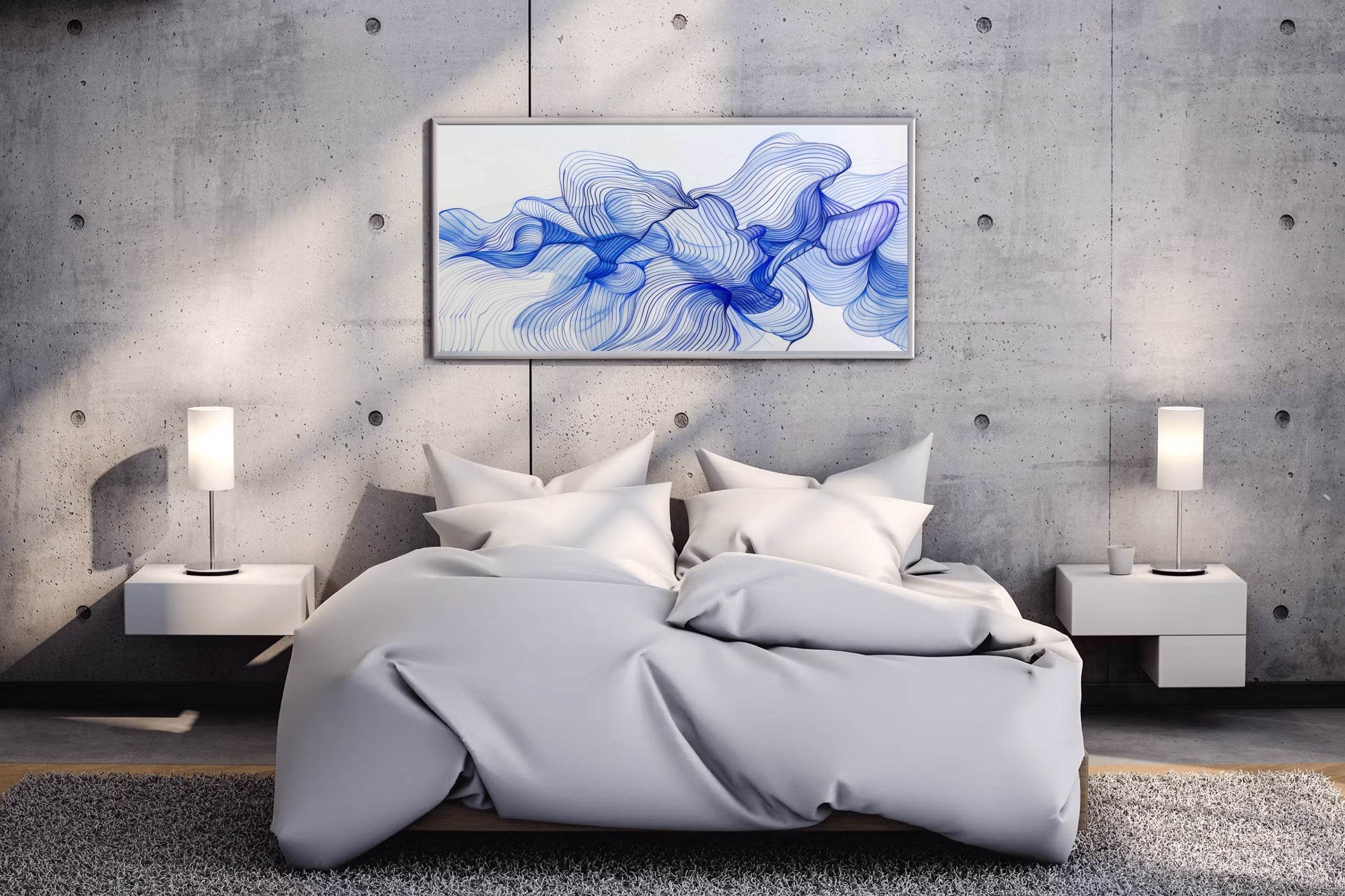 Blue Flower Petals Abstract Wall Art - beink online art store