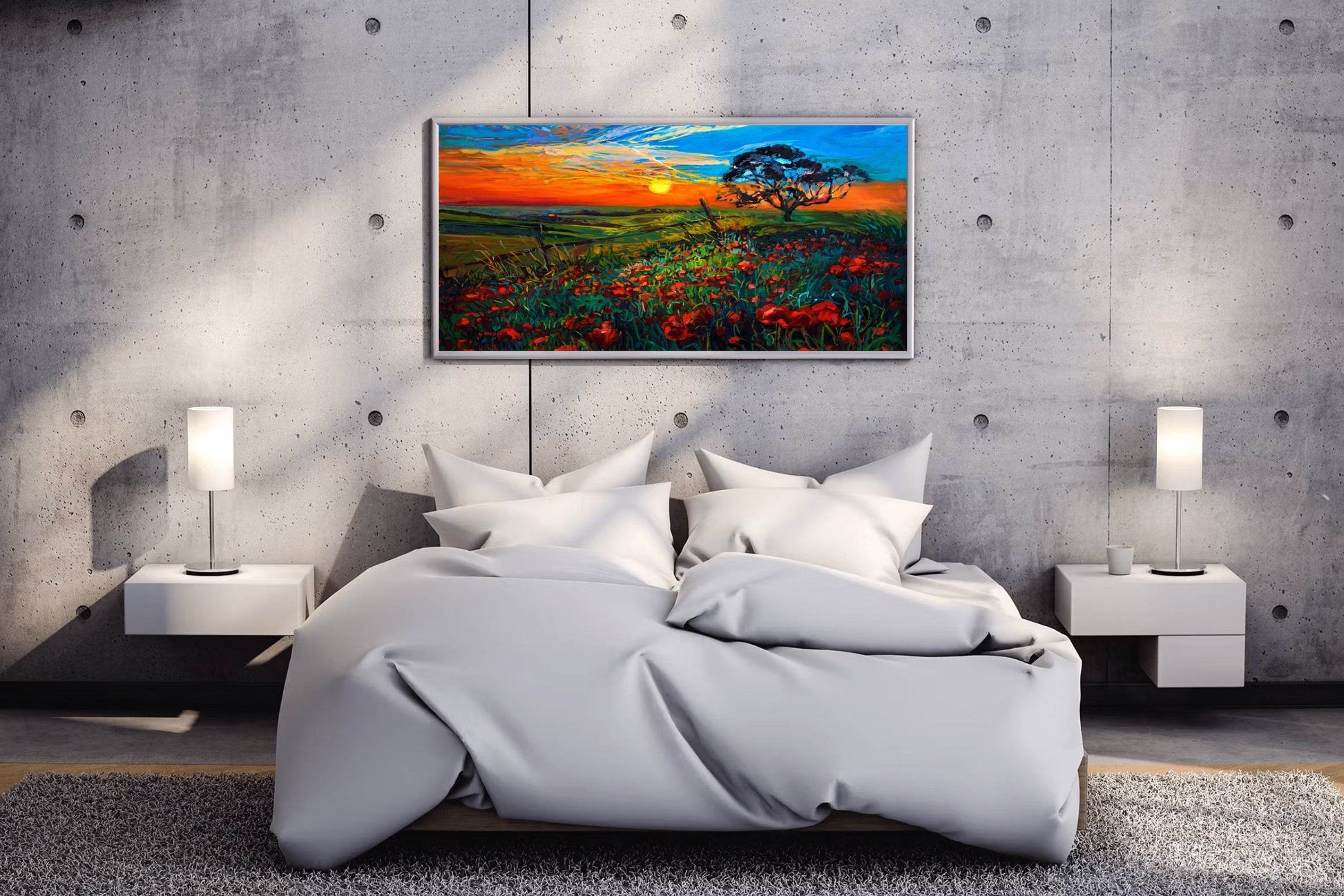 Sunset Painting In The Flower Garden Wall Art - beink online art store