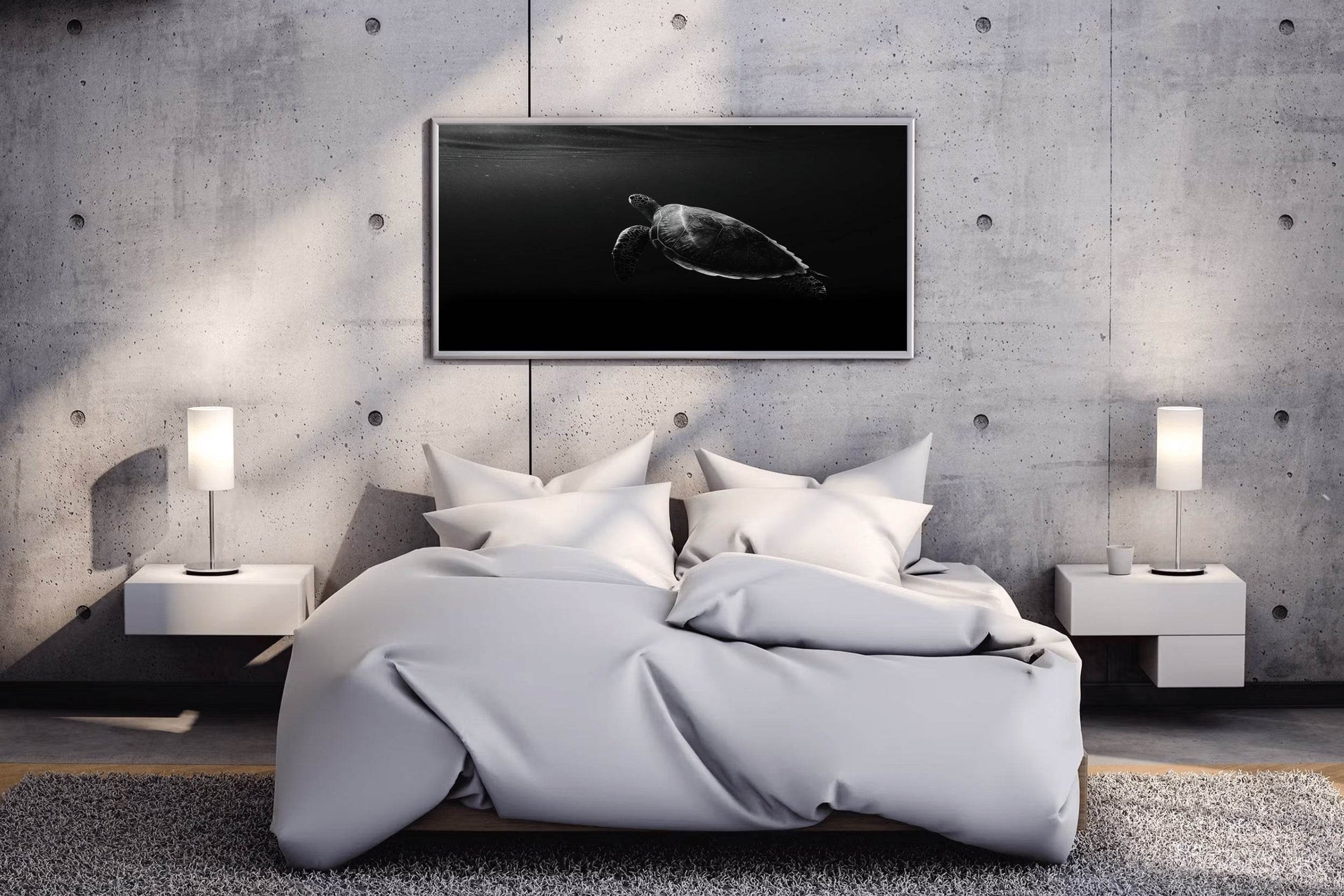 Green Sea Turtle Black & White Wall Art - beink online art store