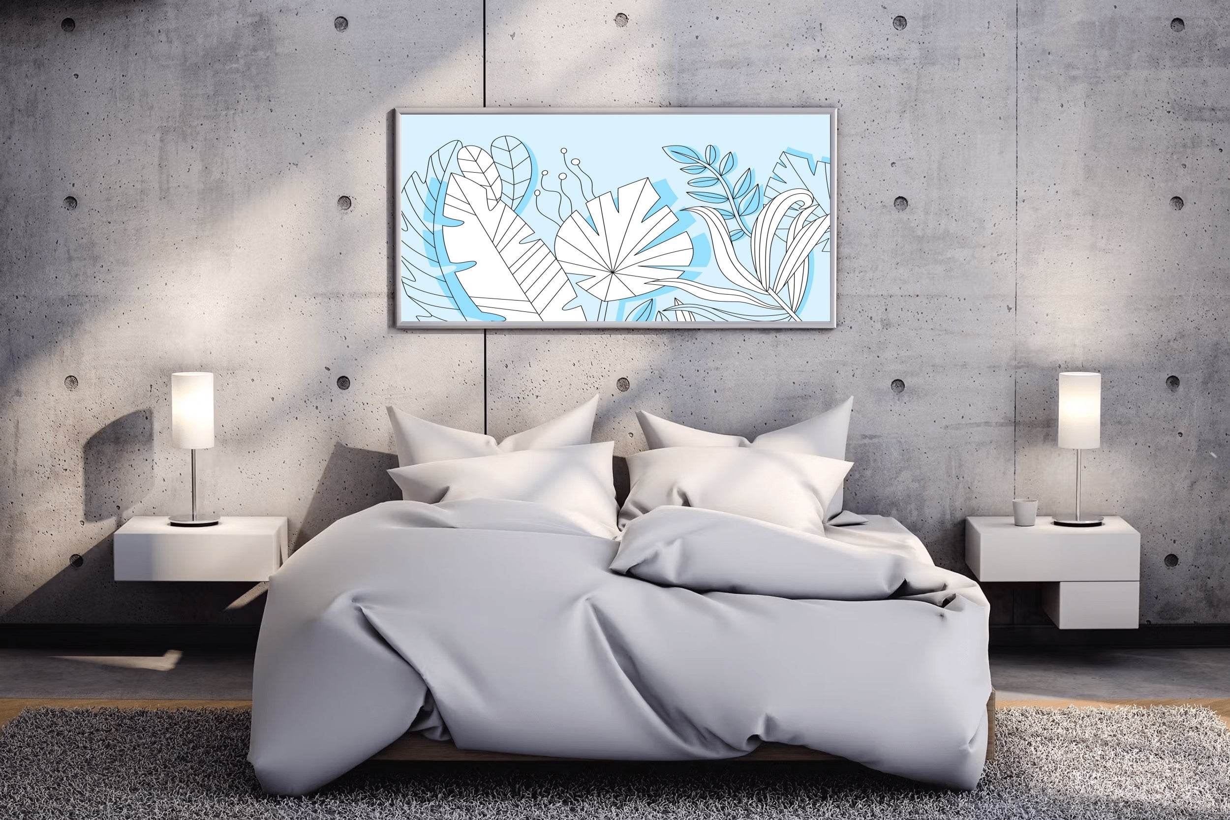 Blue Tropical Leaves Wall Art - beink online art store