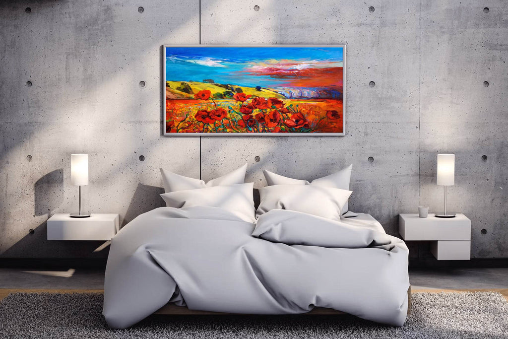Watercolor Painting Of Poppy Field - beink online art store