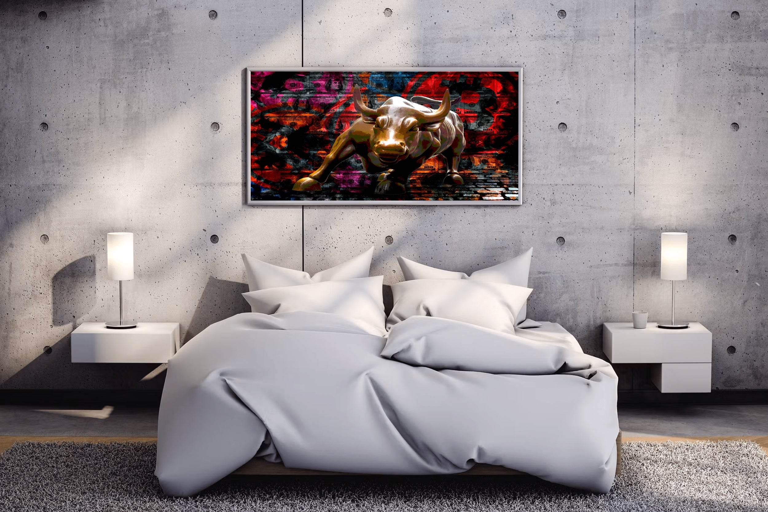 Charging Bull Statue Wall Art - beink online art store