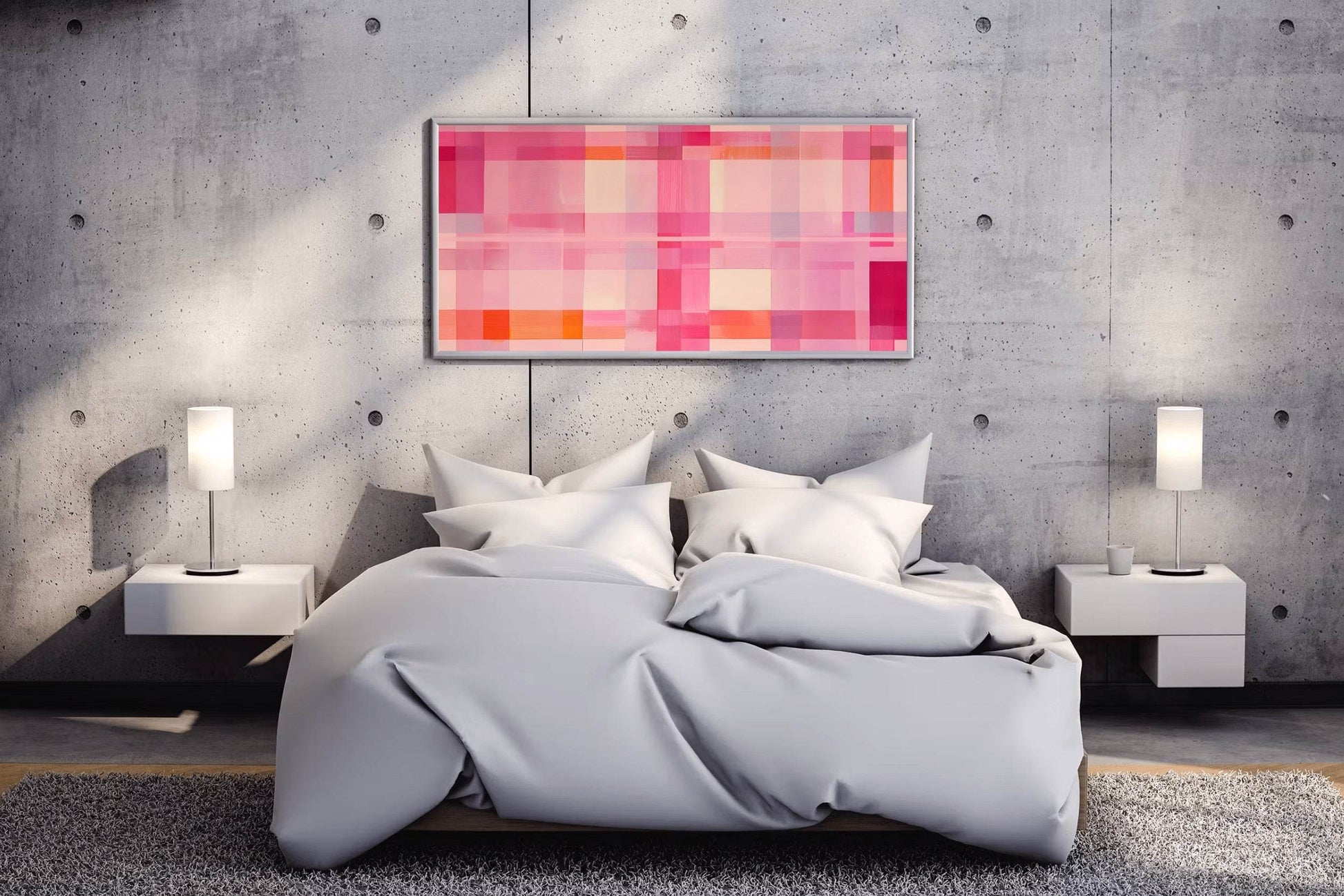 Grid of Squares in Shades of Pink and Orange - beink online art store